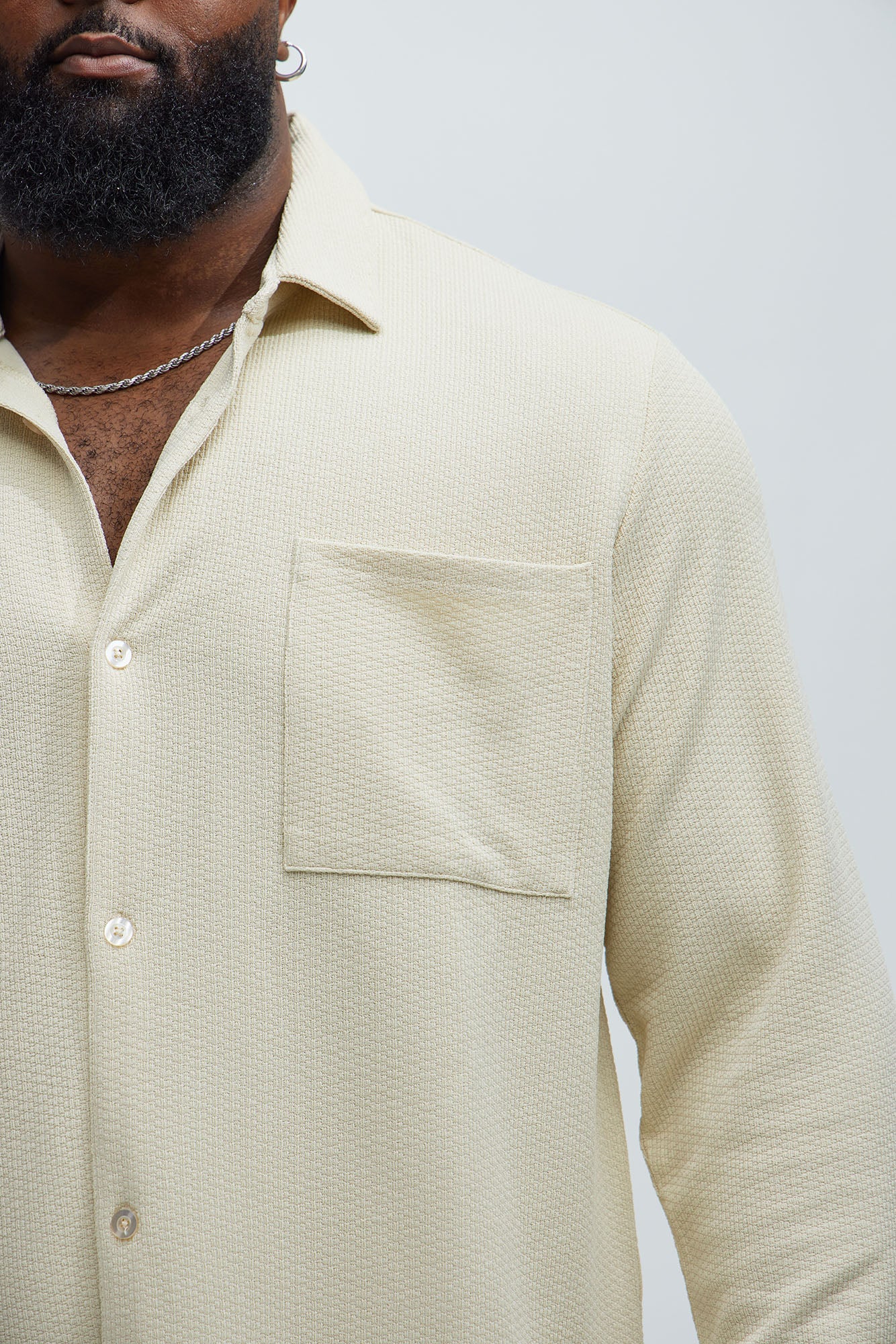Capstan Textured Button Up Shirt - Cream - Image 7