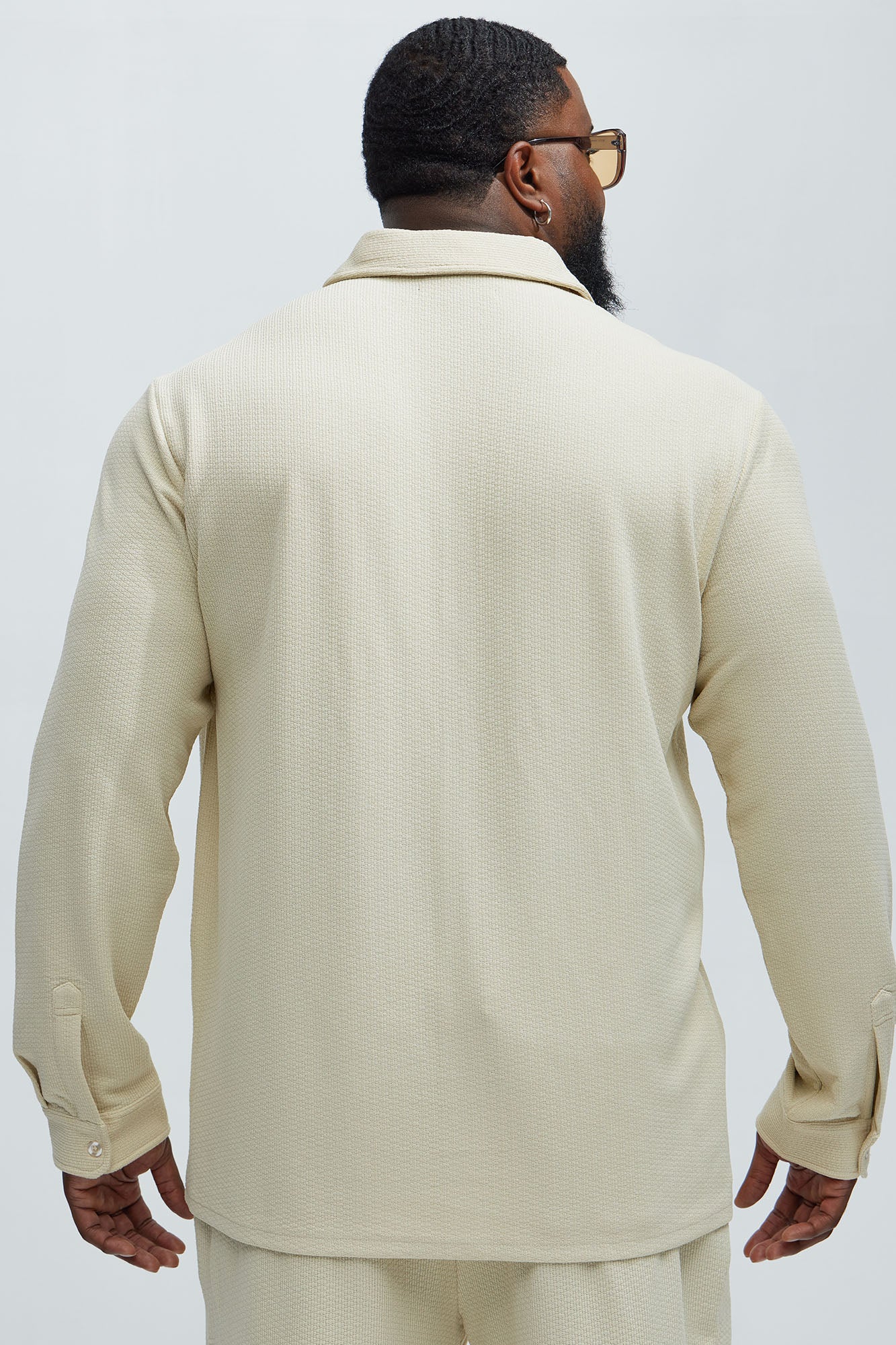 Capstan Textured Button Up Shirt - Cream - Image 8