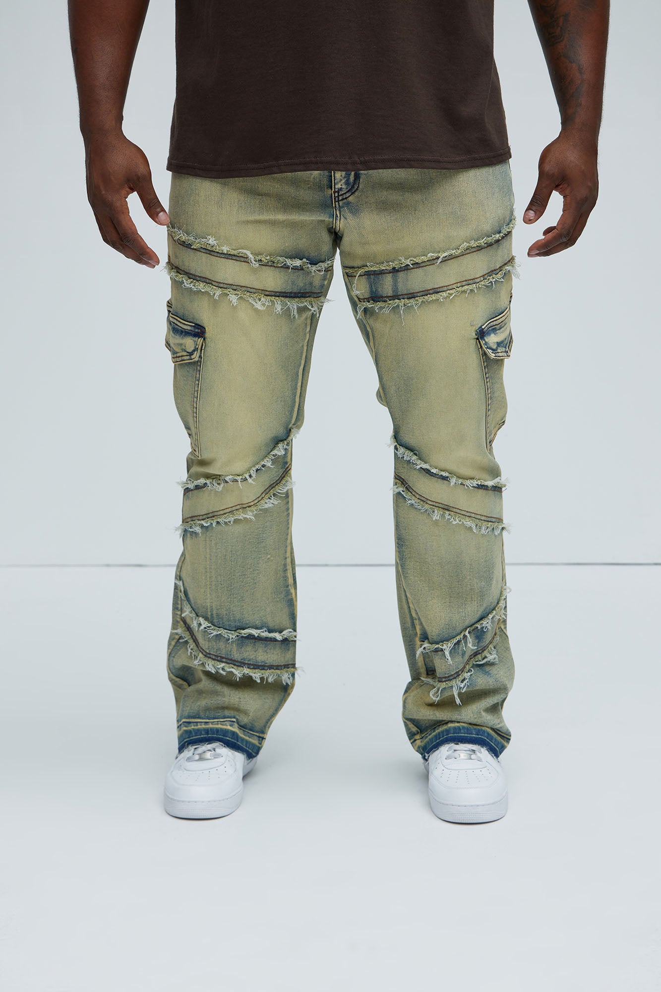 Simi Fray Cargo Stacked Skinny Flare Jeans - Vintage Blue Wash - Image 7
