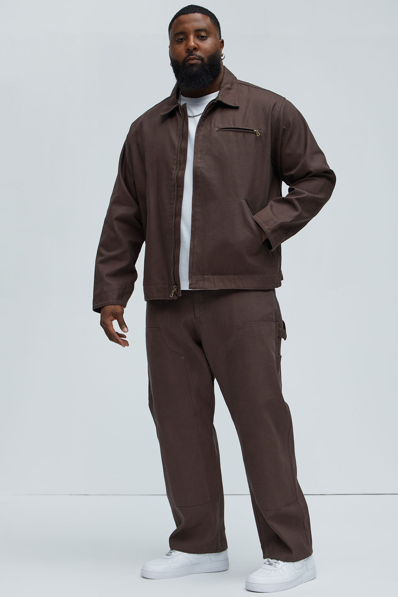 Alexander Utility Canvas Zip Work Jacket - Brown - Image 11