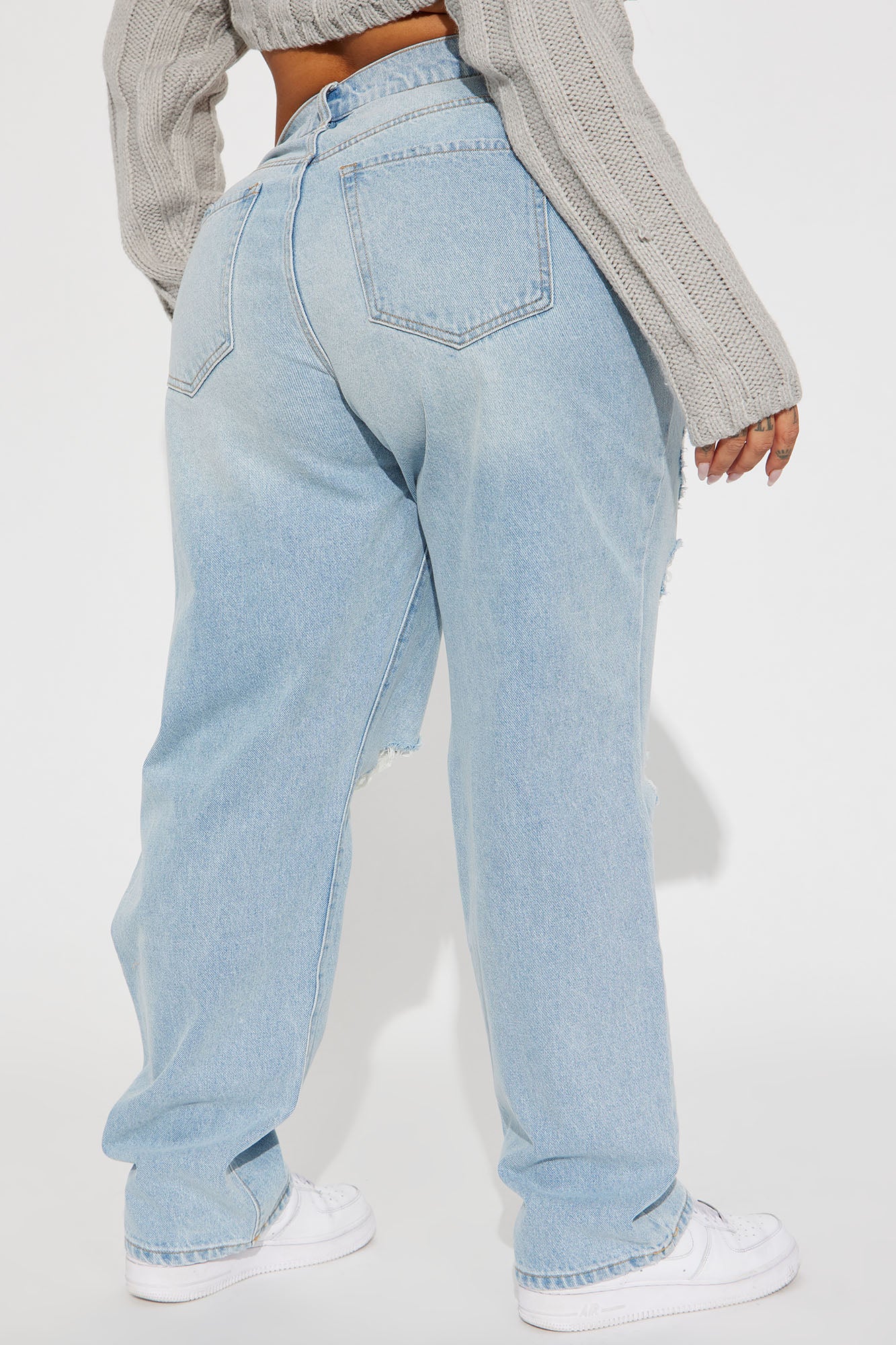 Seeking Thrills Shredded Straight Leg Jeans - Light Wash - Image 7