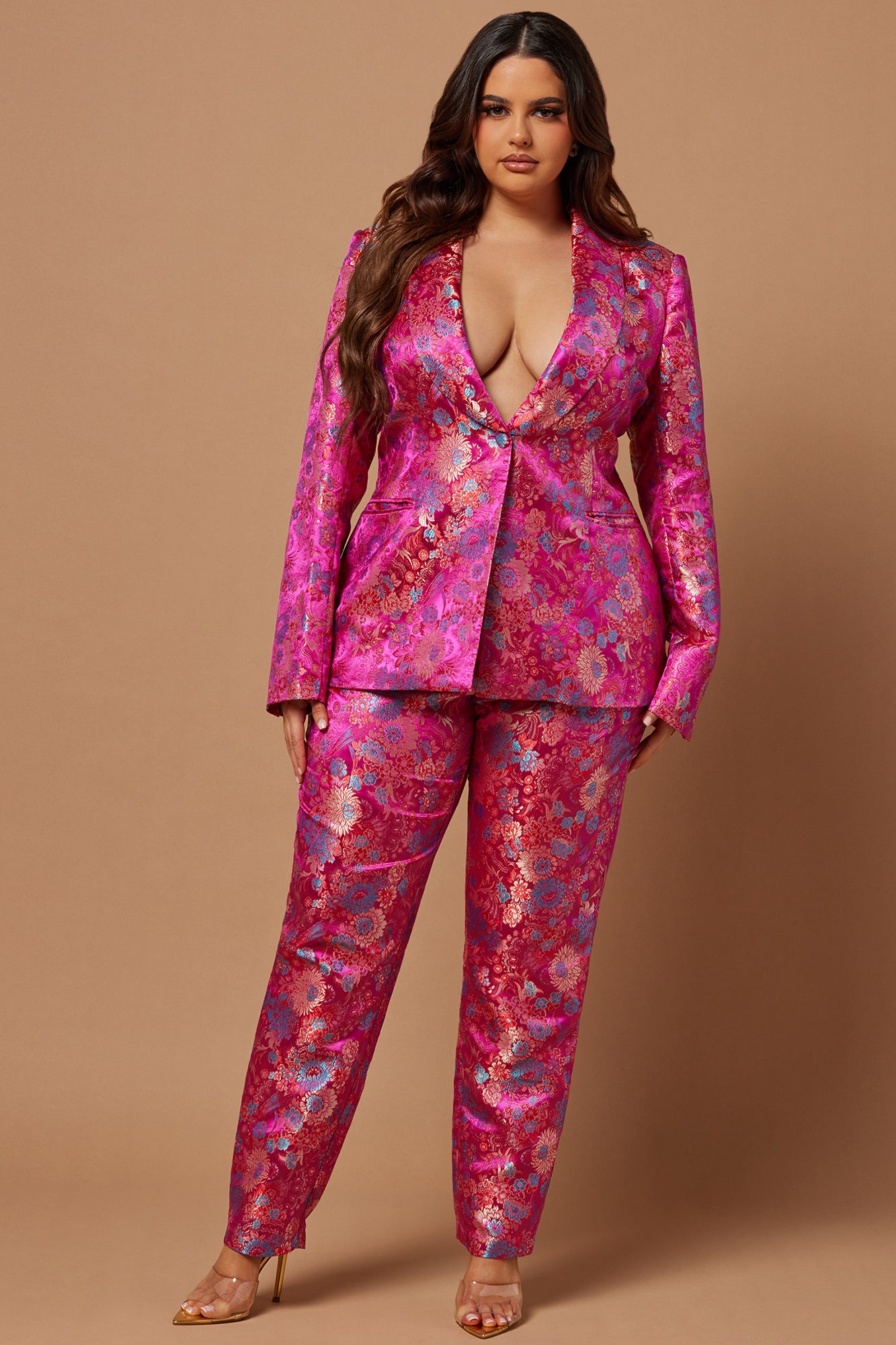 Pretty In Pink Embroidered Suit Set - Fuchsia - Image 5