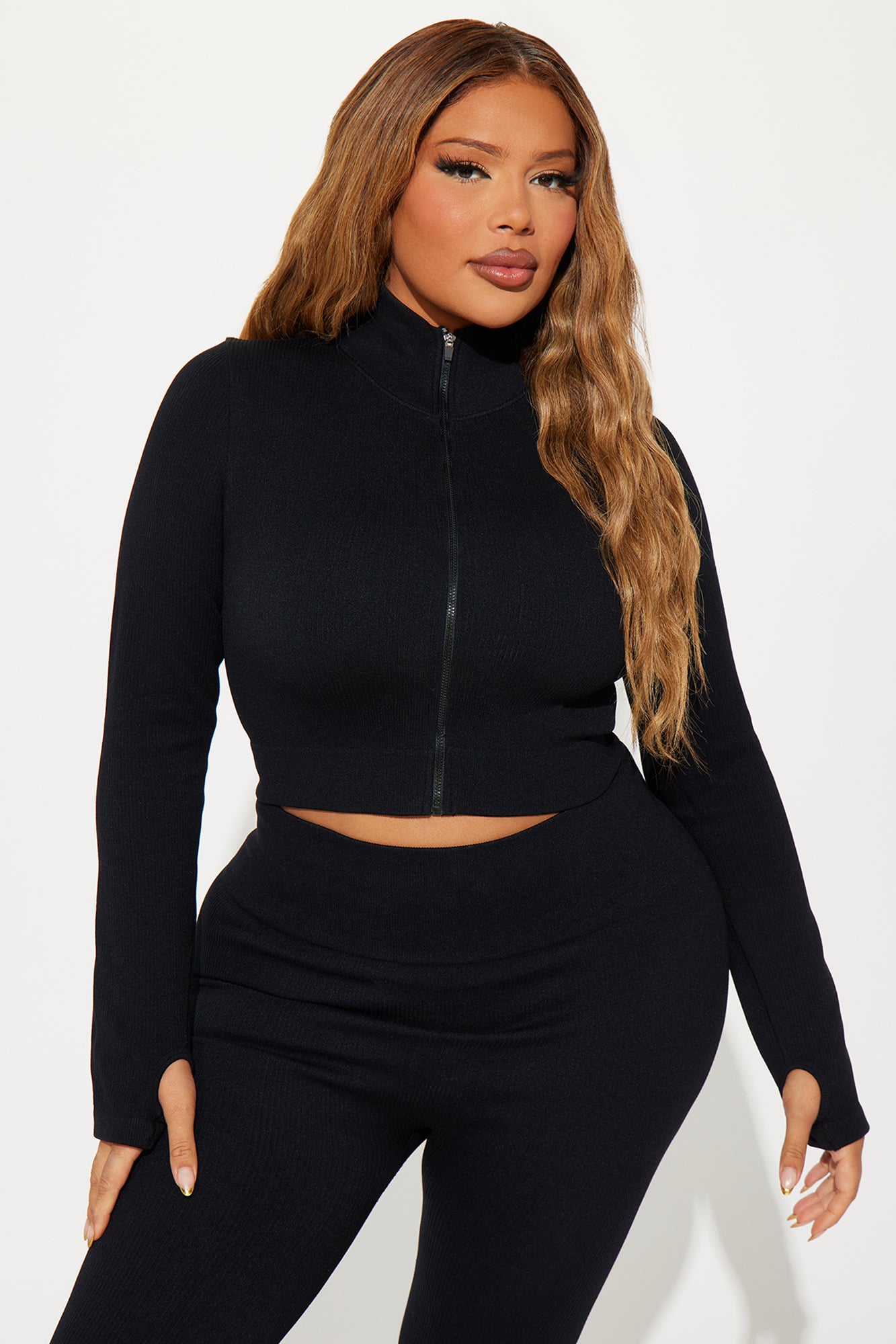 Effortless Ribbed Jacket - Black - Image 8