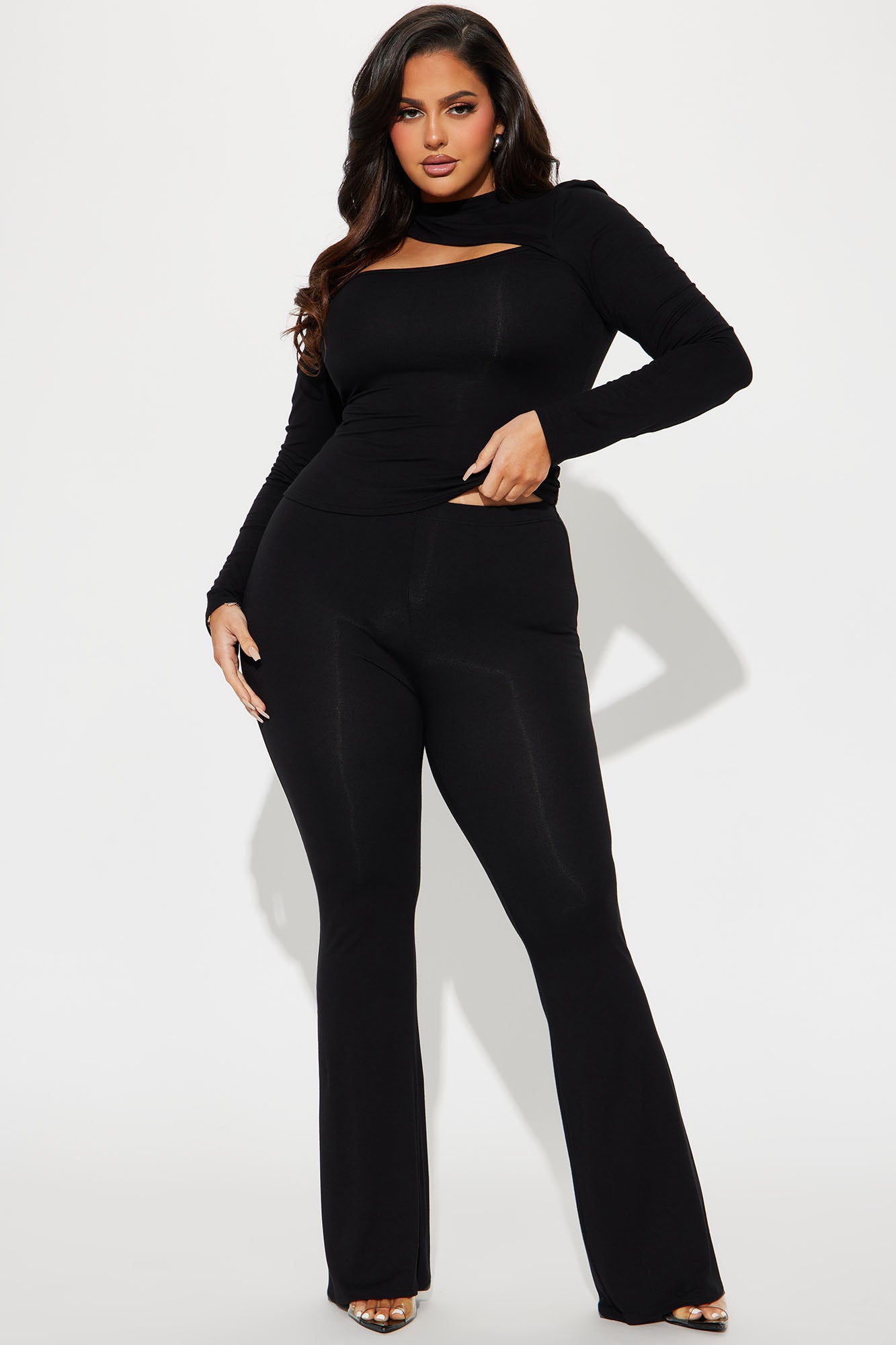 Put It On Repeat Flare Leg Pant Set - Black - Image 8