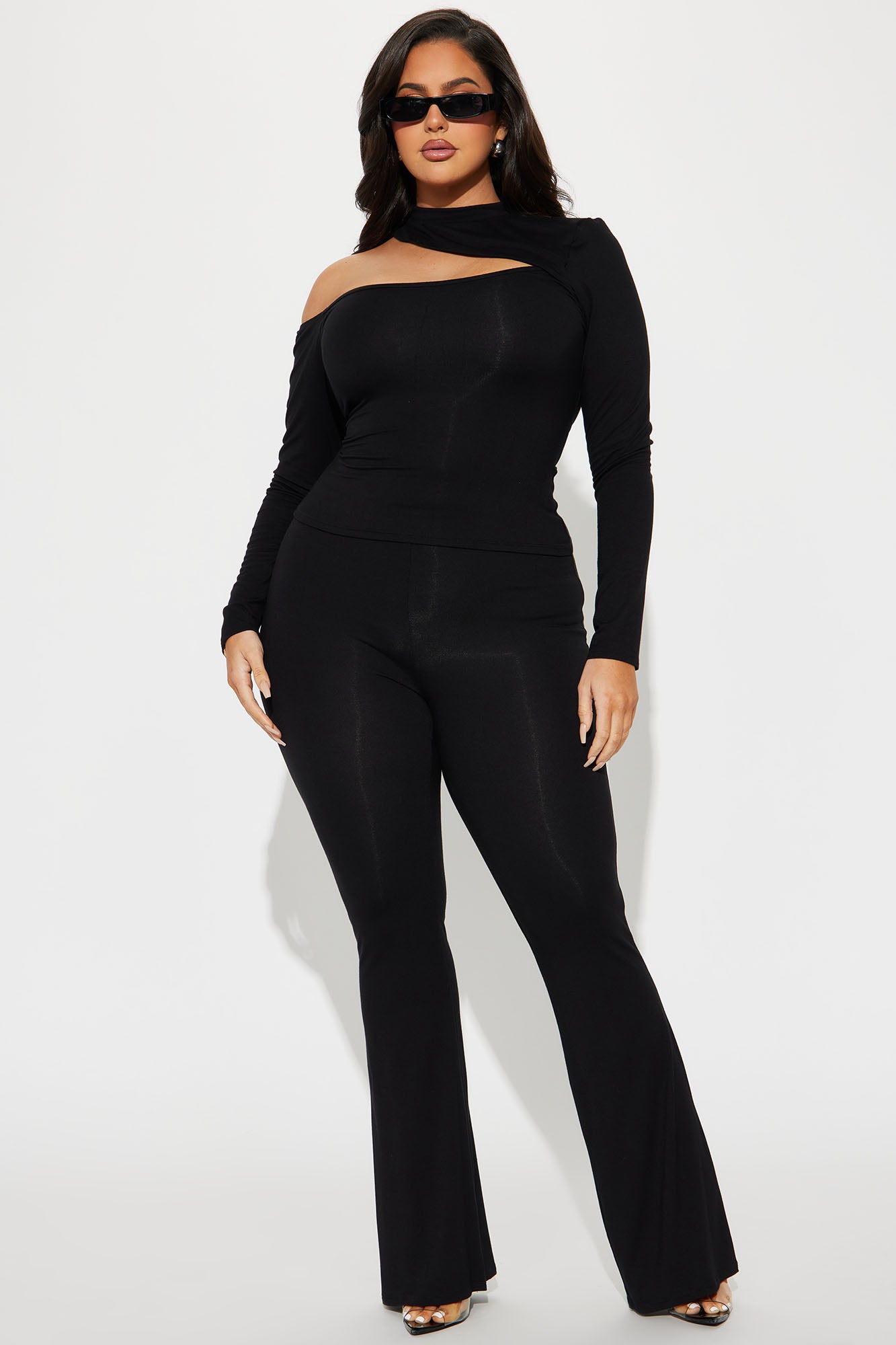 Put It On Repeat Flare Leg Pant Set - Black - Image 6