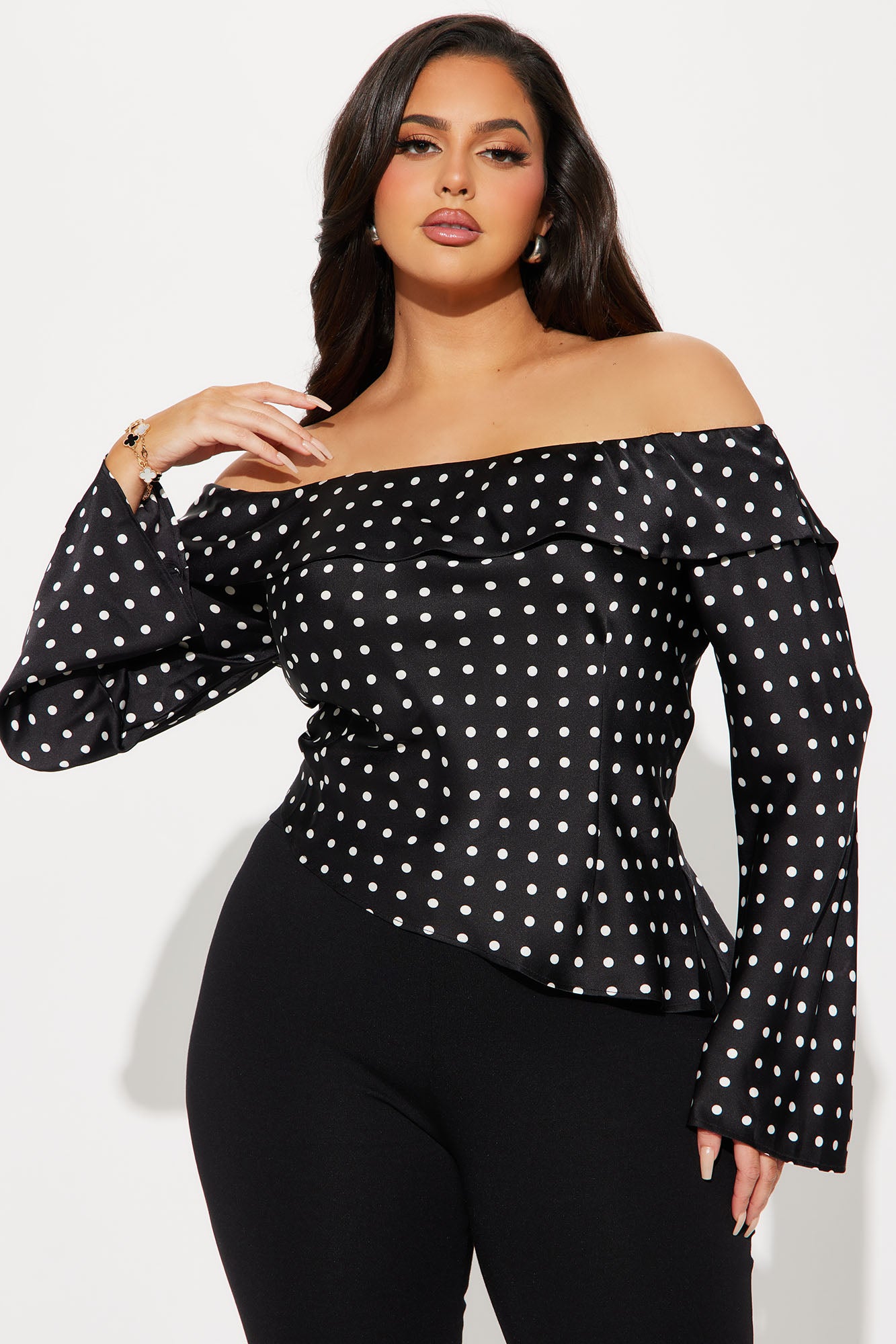 Amalie Polka Dot Top - Black/White - Image 4