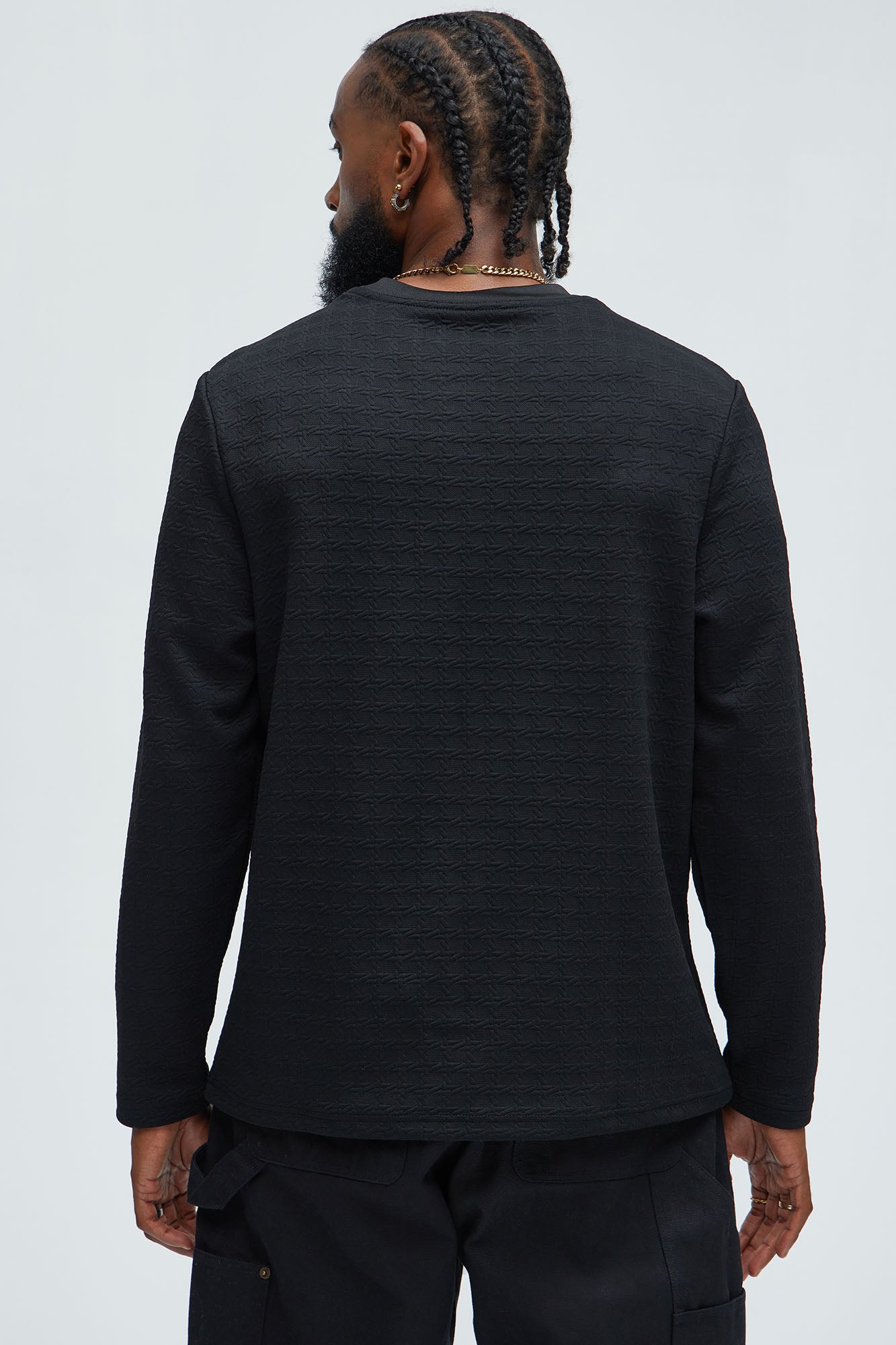 8AM Textured Long Sleeve Tee - Black - Image 4