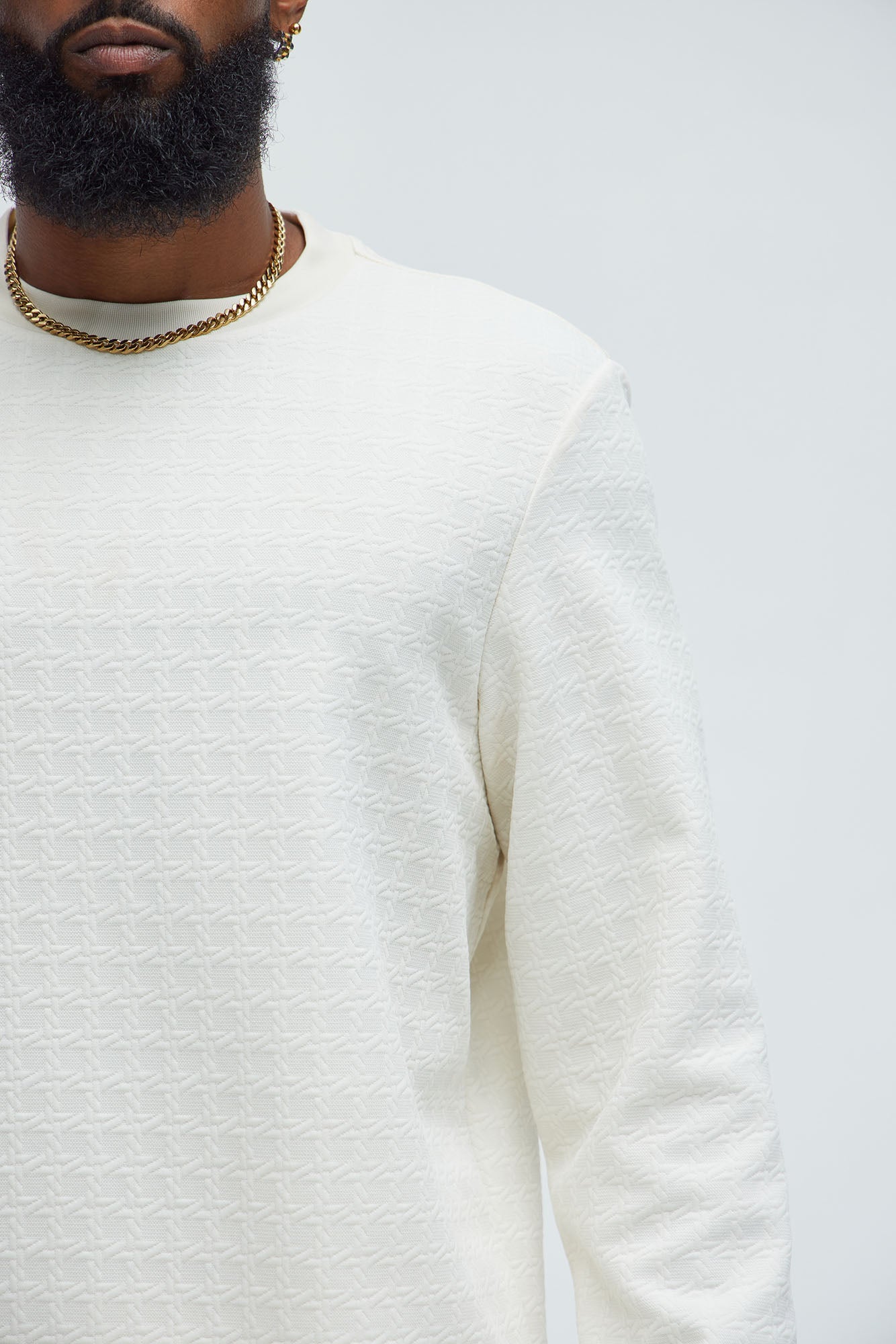 8AM Textured Long Sleeve Tee - Off White - Image 3
