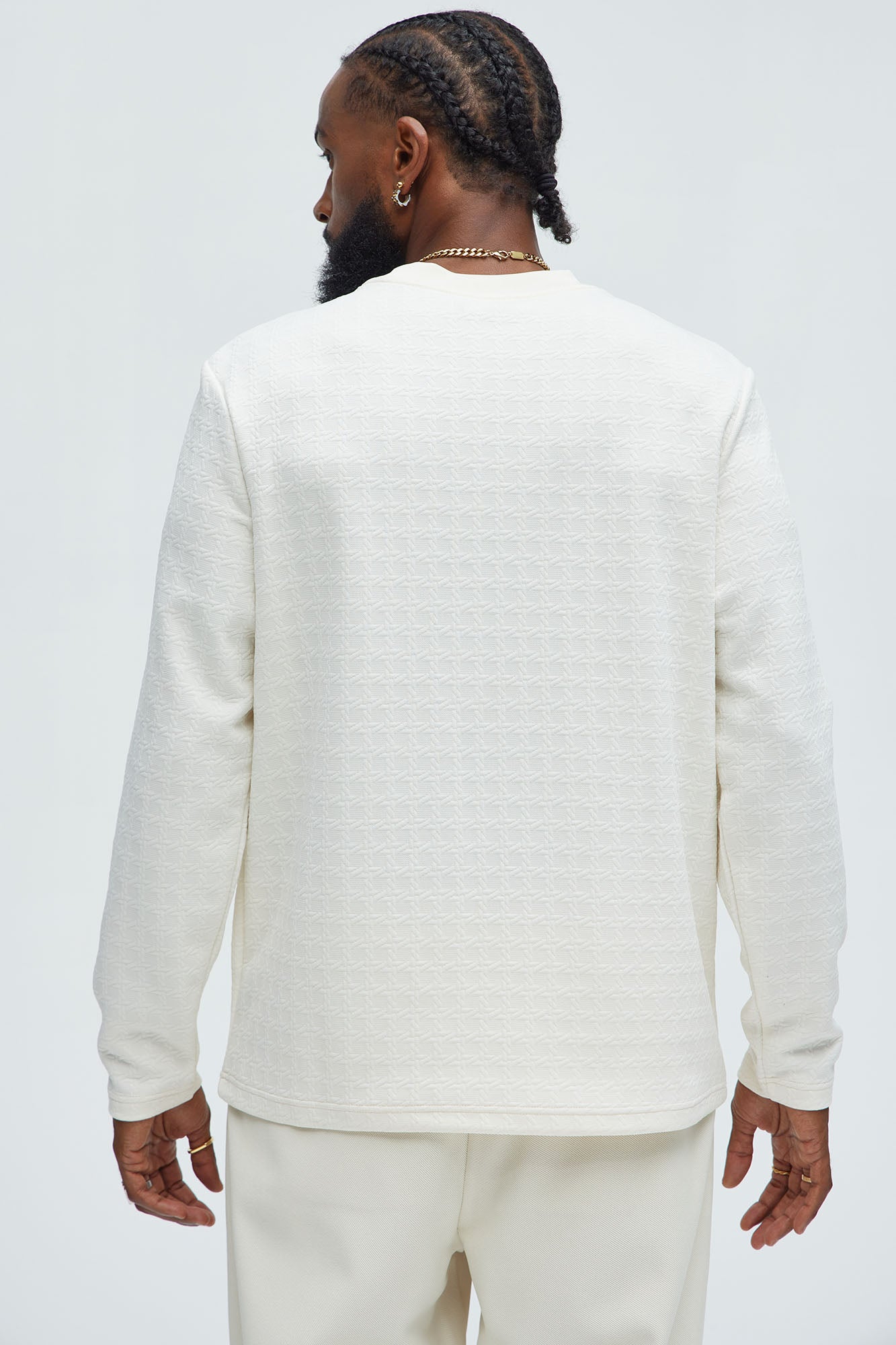 8AM Textured Long Sleeve Tee - Off White - Image 4