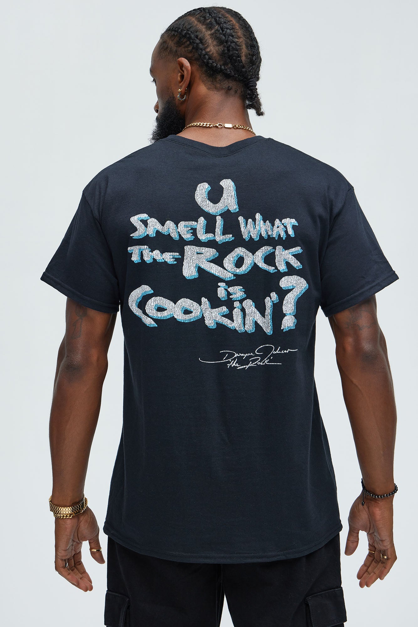 WWE U Smell What The Rock Is Cookin Short Sleeve Tee - Black - Image 4
