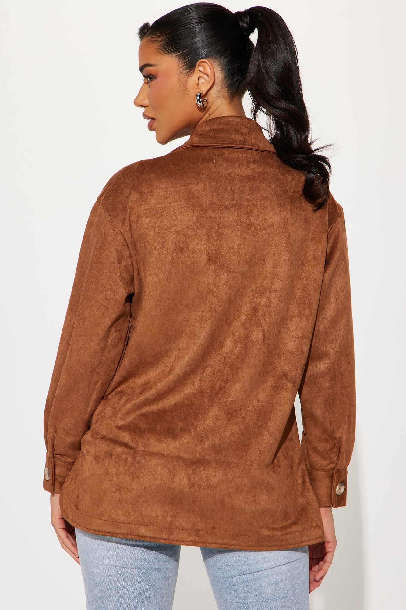 Janet Faux Suede Shacket - Camel - Image 3