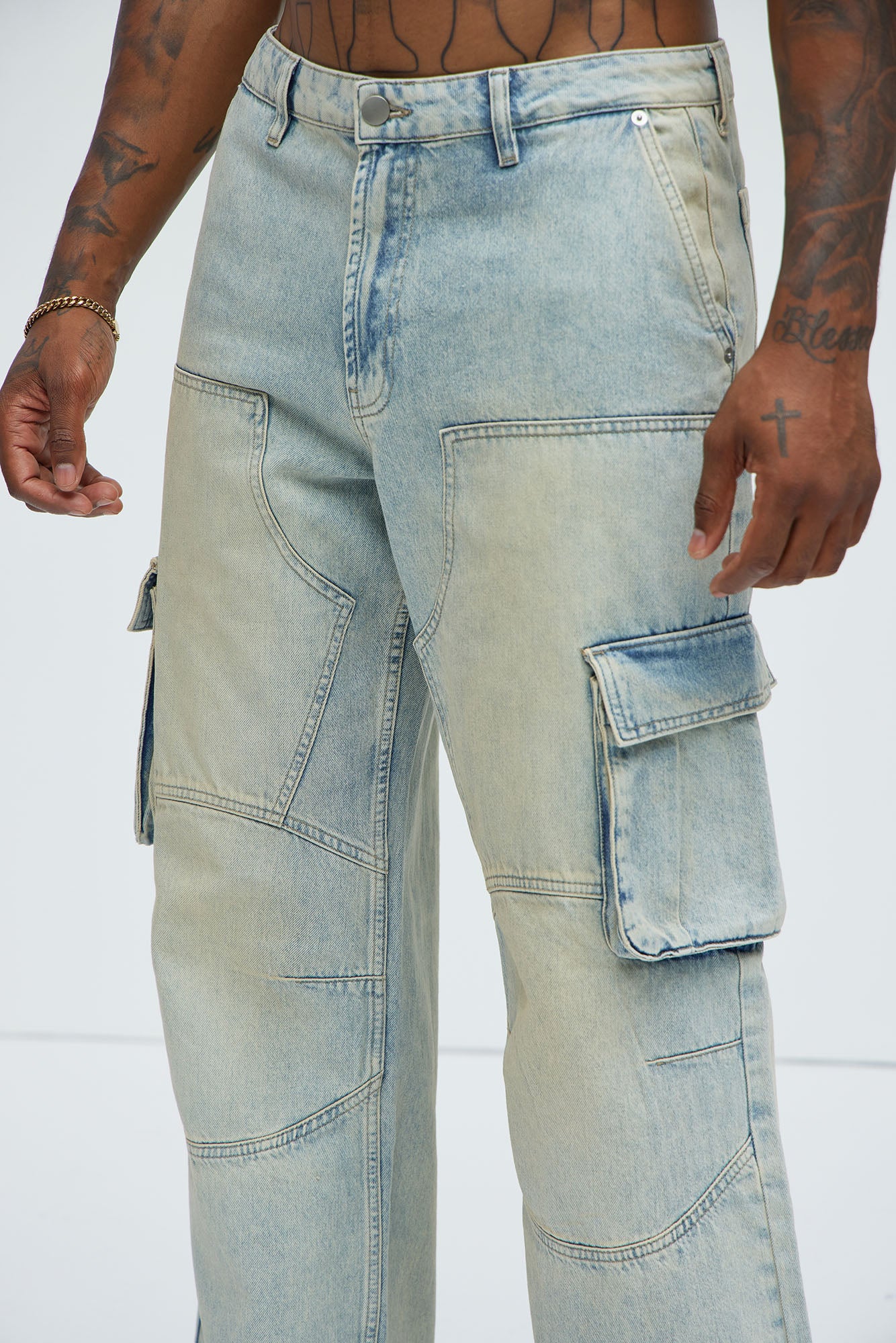 Micah Baggy Moto Jeans - Light Blue Wash - Image 4
