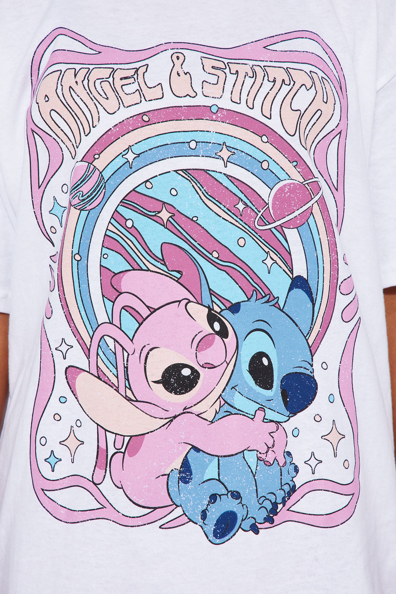Mini Angel & Stitch Graphic Tshirt - White - Image 3