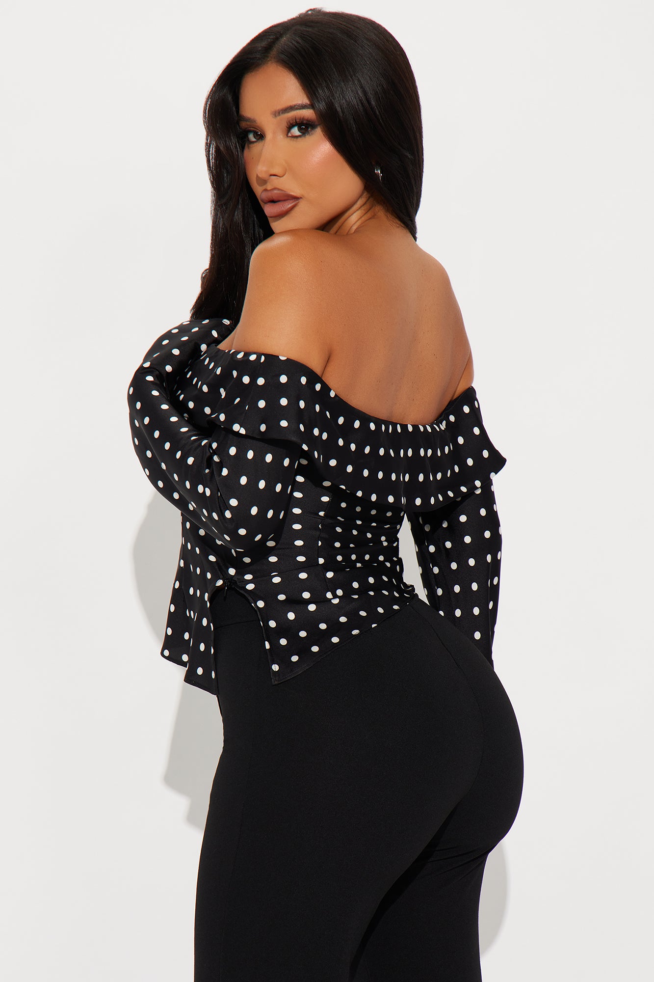 Amalie Polka Dot Top - Black/White - Image 3