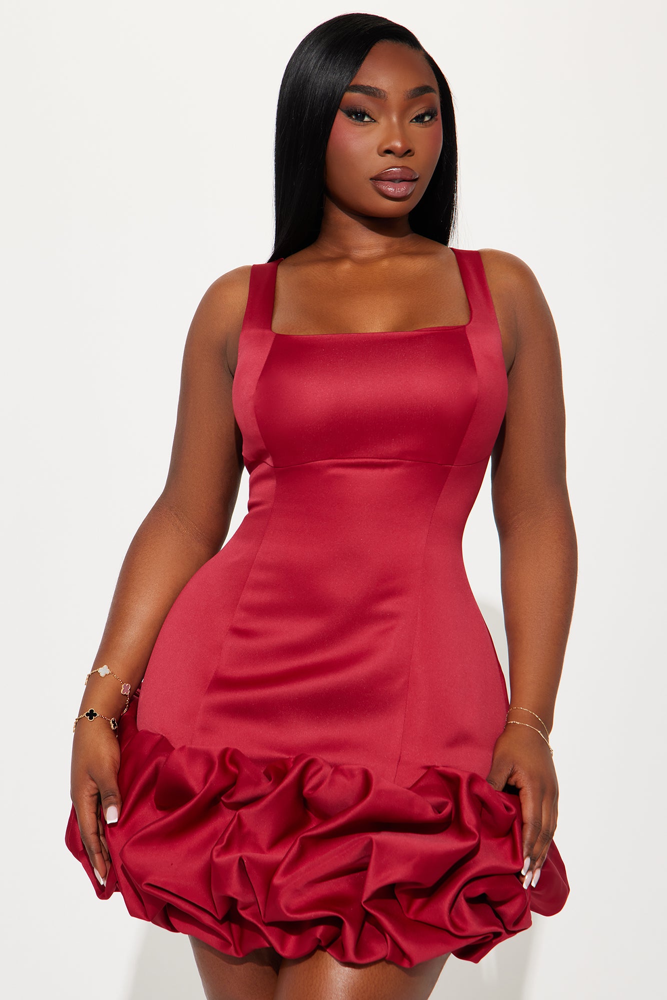 Sienna Satin Mini Dress - Red - Image 6