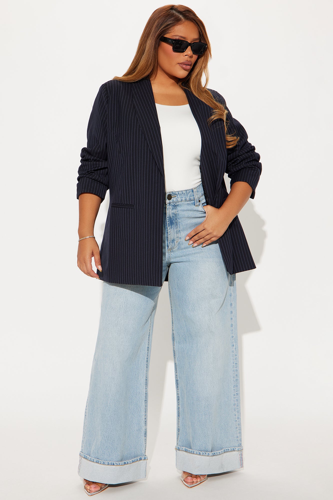 Celine Pinstripe Blazer - Navy - Image 5