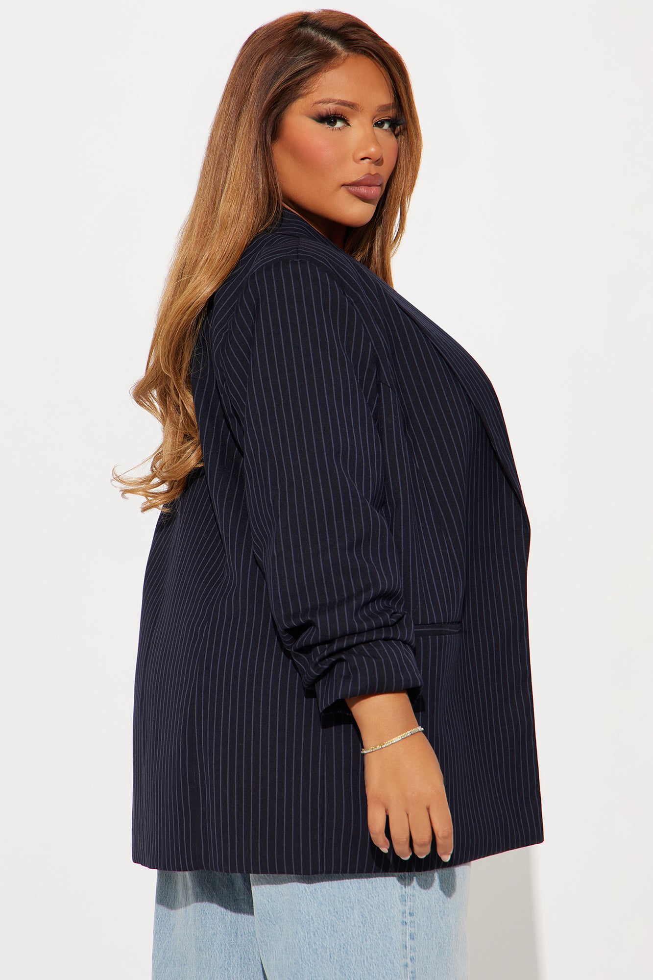 Celine Pinstripe Blazer - Navy - Image 6