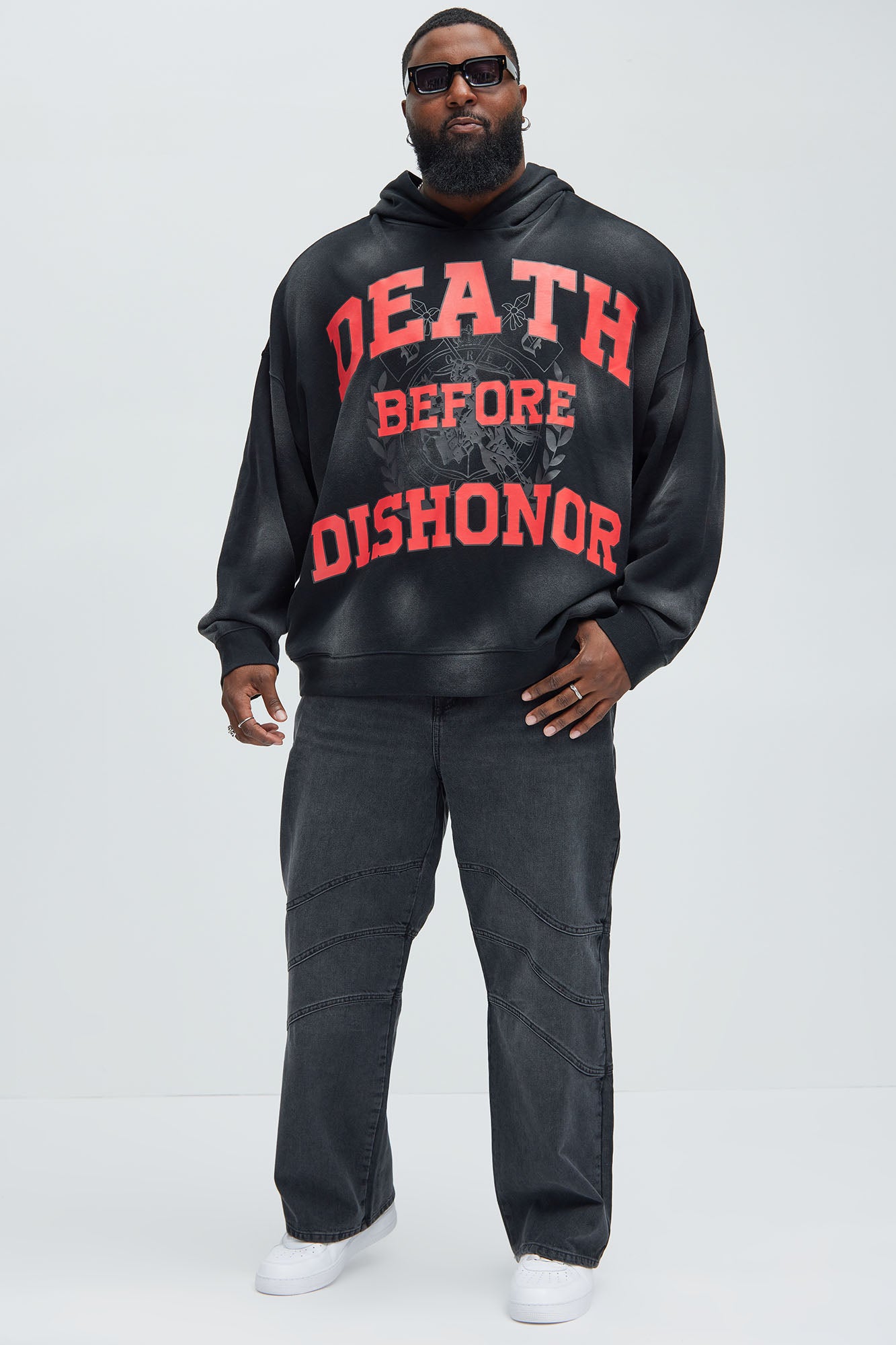 Tyson Death Before Dishonor Oversized Hoodie - Black - Image 6