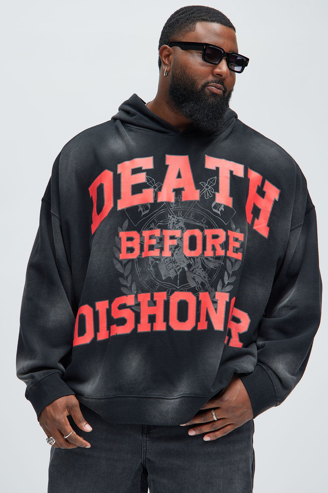 Tyson Death Before Dishonor Oversized Hoodie - Black - Image 5