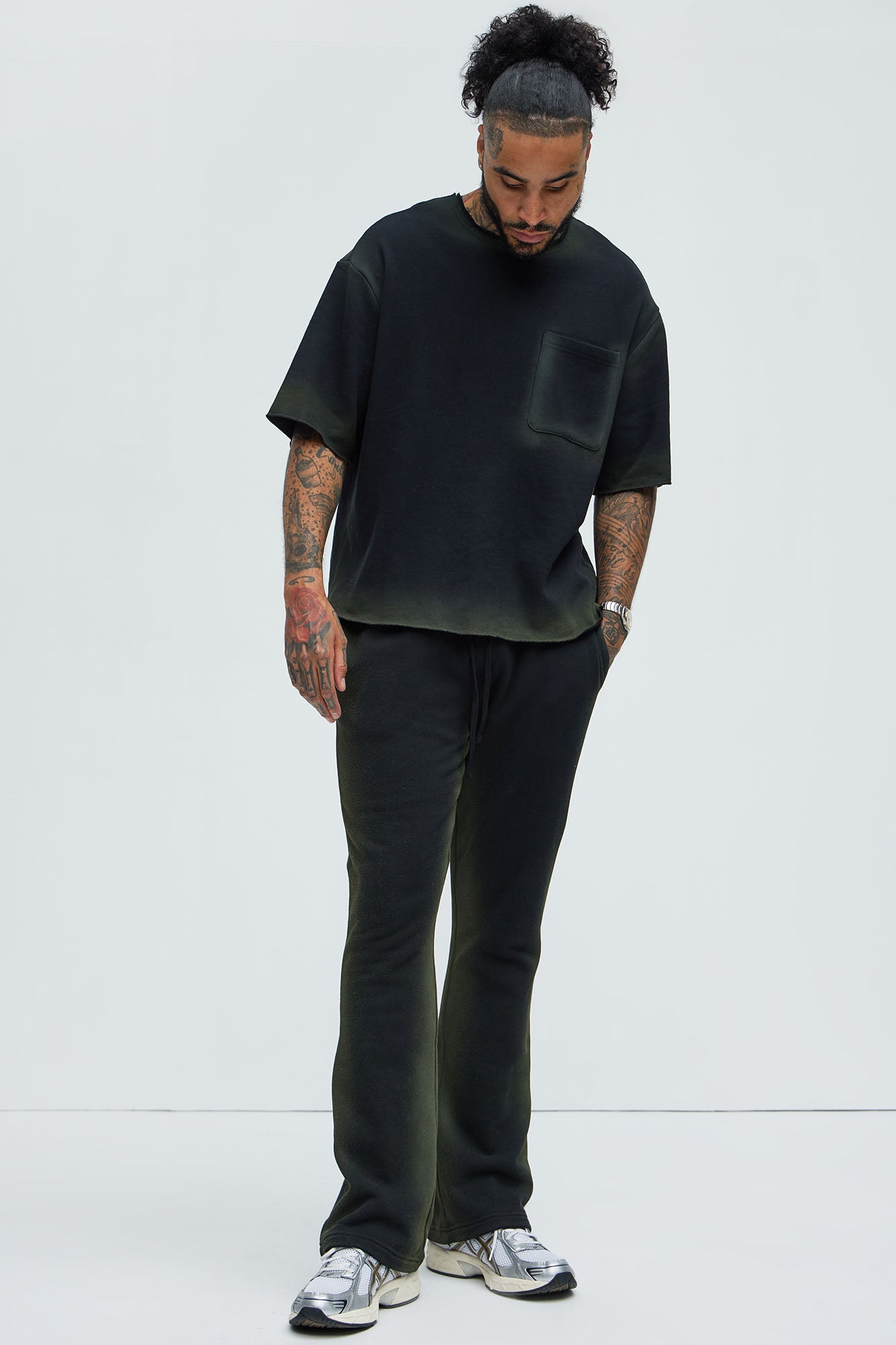 Tyson Blurred Lines Skinny Flare Sweatpants - Black - Image 3