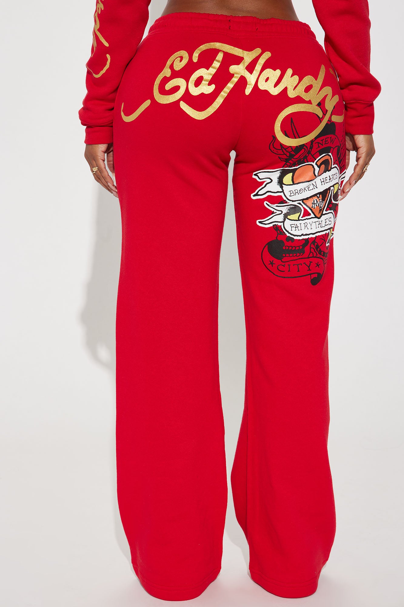 Broken Hearts Ed Hardy Wide Leg Pant - Red - Image 3