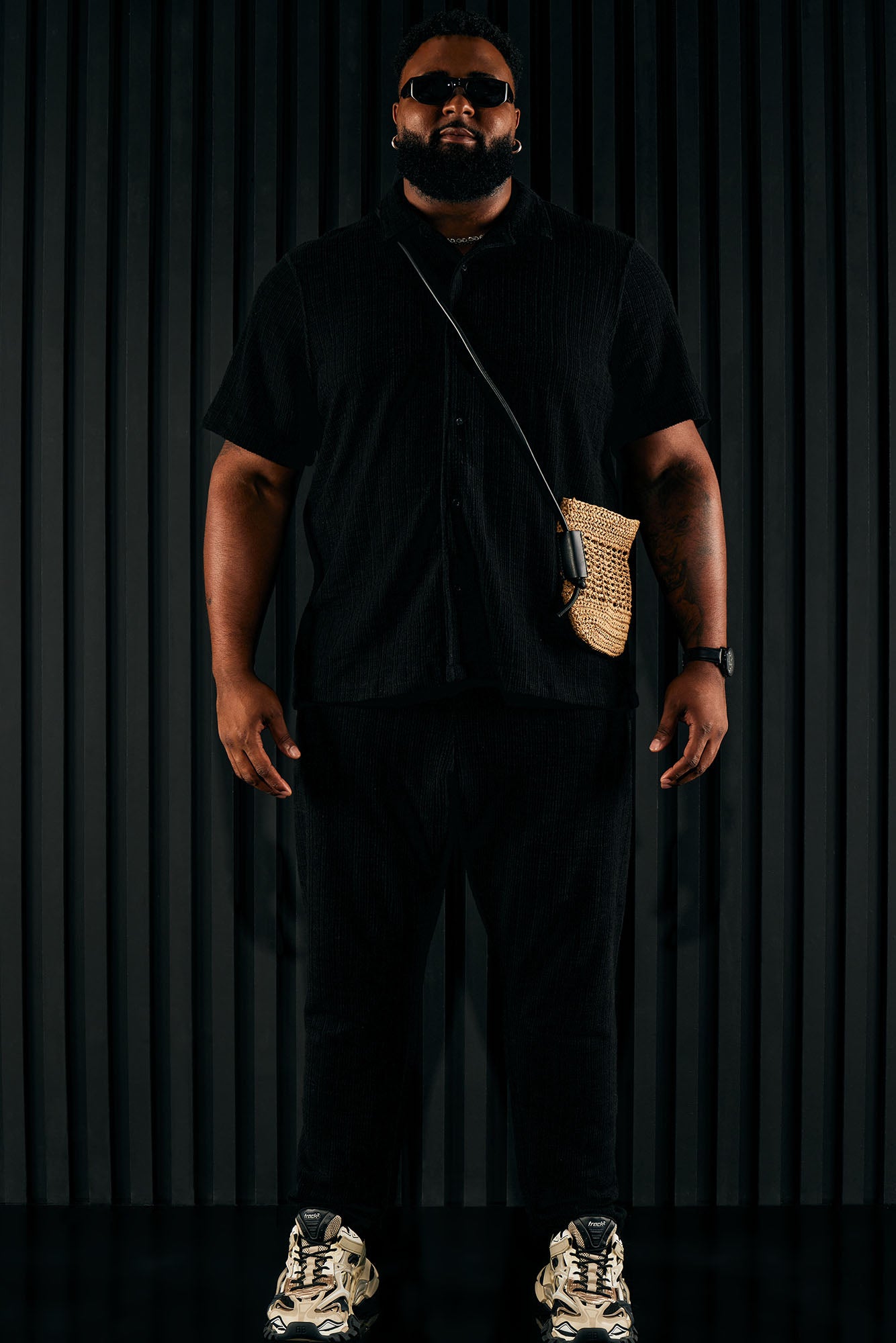Dean Textured Short Sleeve Button Up Shirt - Black - Image 9