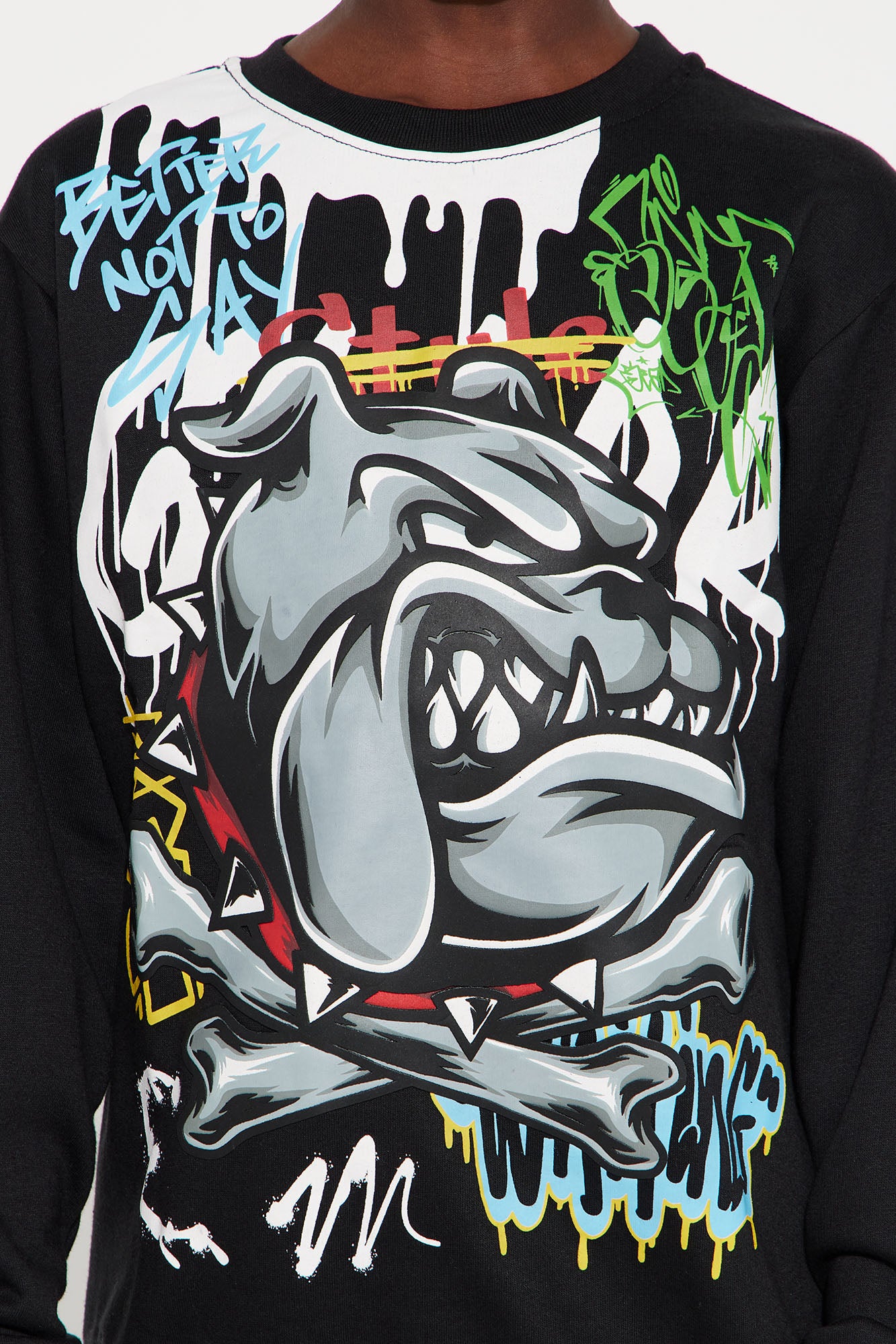 Mini Bull Dog Fleece Crew Neck Sweatshirt - Black - Image 3
