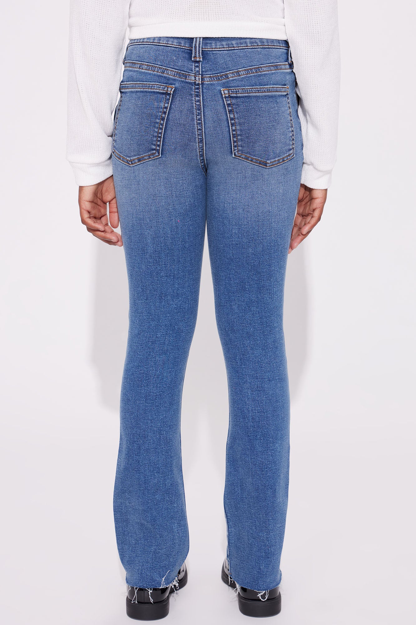 Mini Best Stretch Ripped High Rise Bootcut Jeans - Dark Wash - Image 3