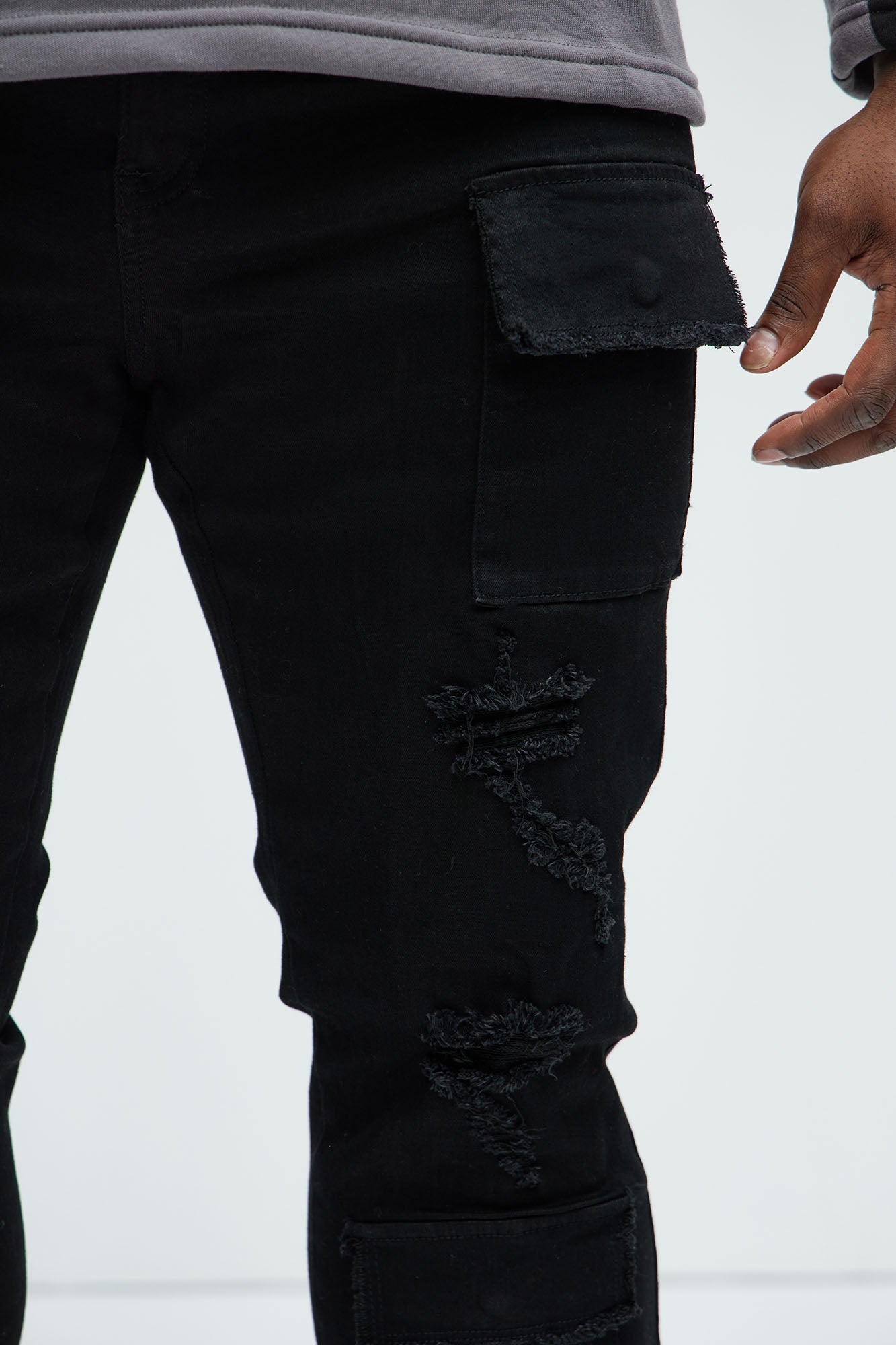 Spot On Stacked Skinny Flare Jeans - Black - Image 9