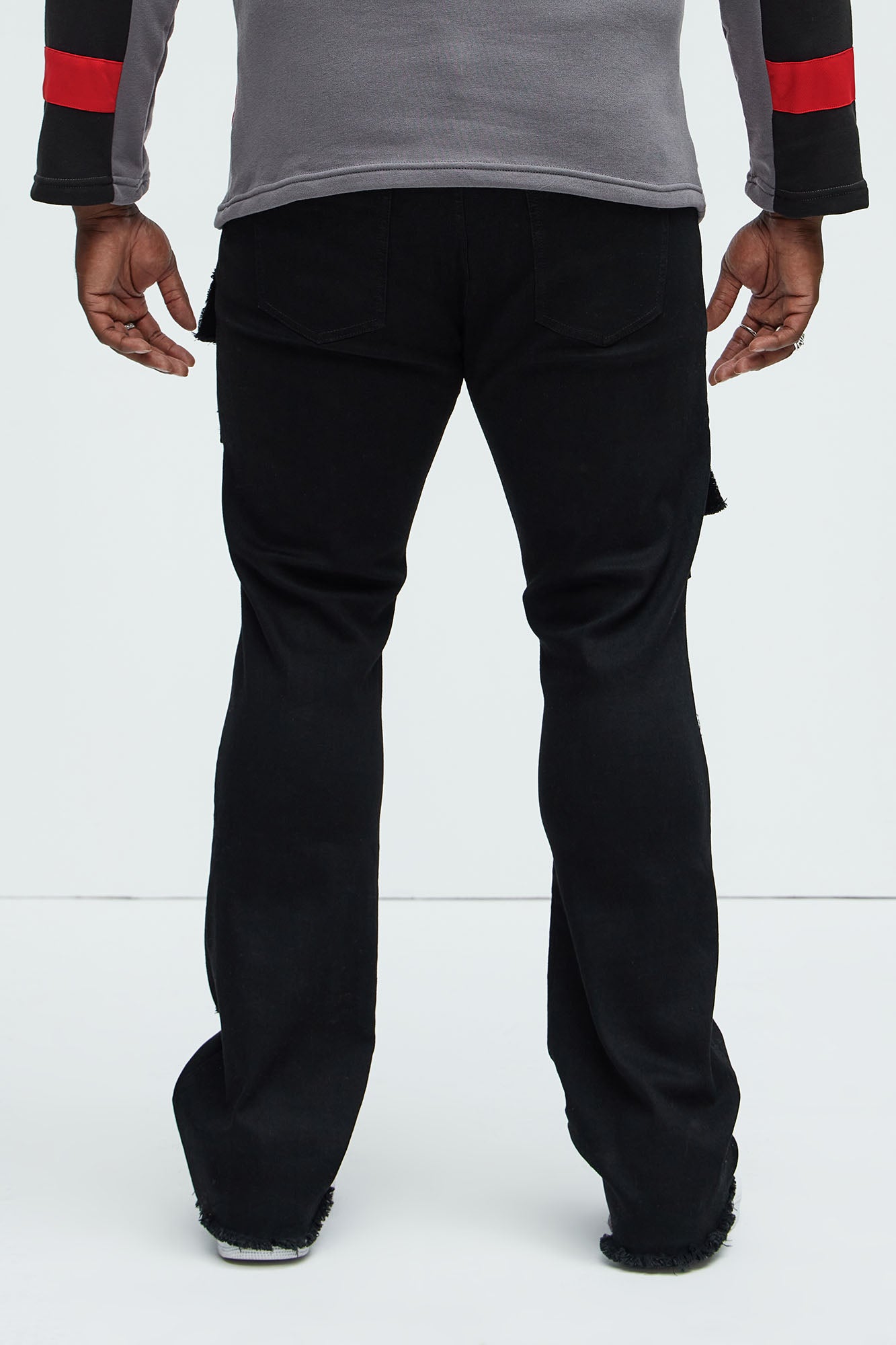 Spot On Stacked Skinny Flare Jeans - Black - Image 8