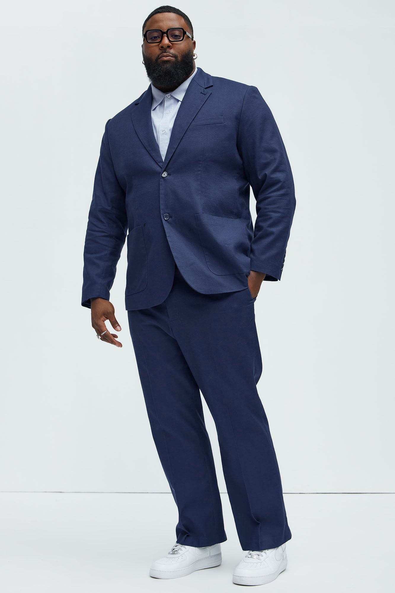 Travis Solid Texture Blazer - Navy - Image 6