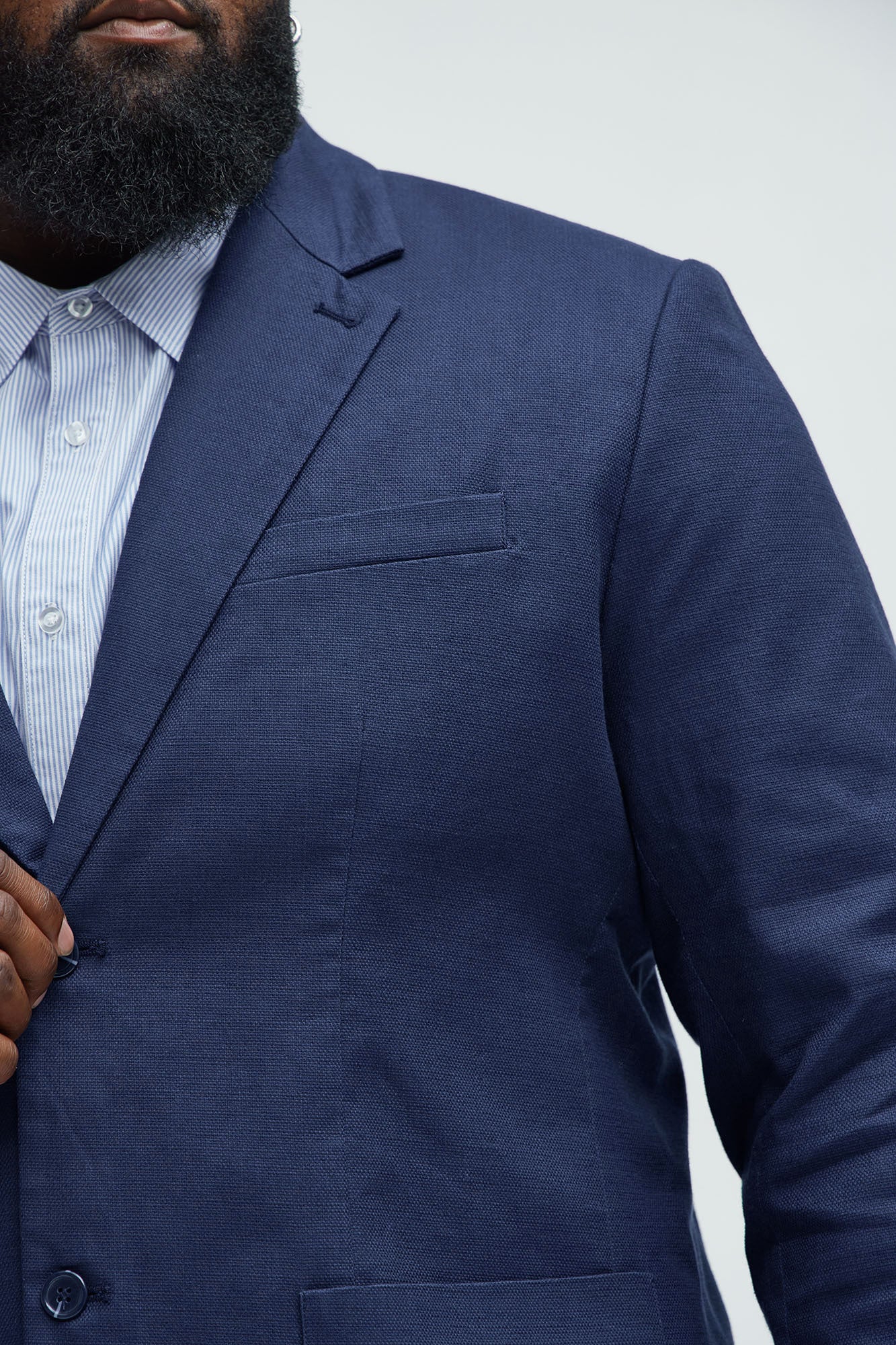 Travis Solid Texture Blazer - Navy - Image 7