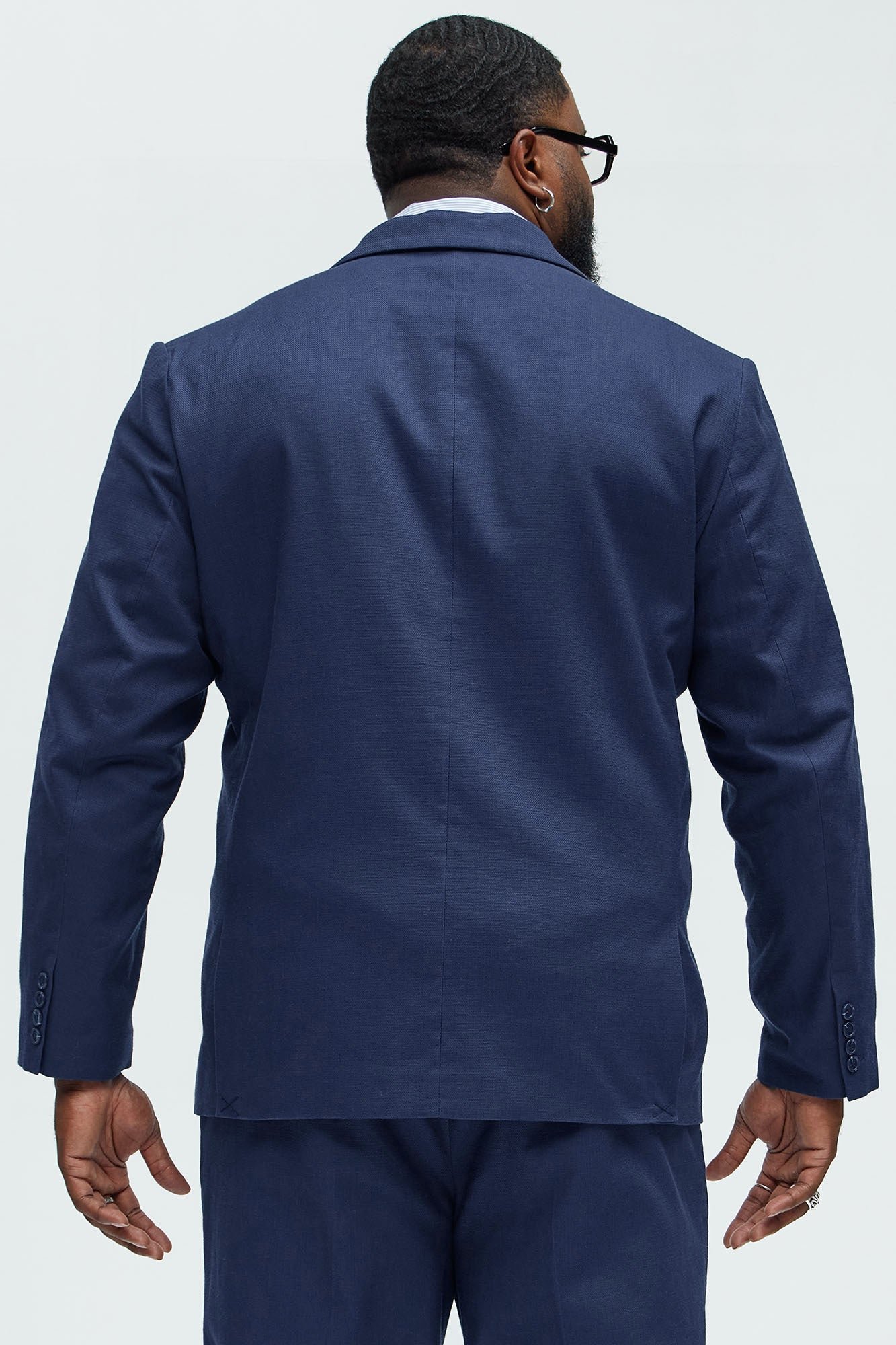 Travis Solid Texture Blazer - Navy - Image 8