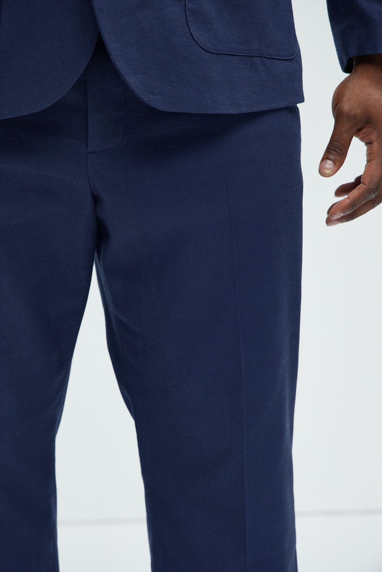 Travis Solid Texture Straight Trousers - Navy - Image 7