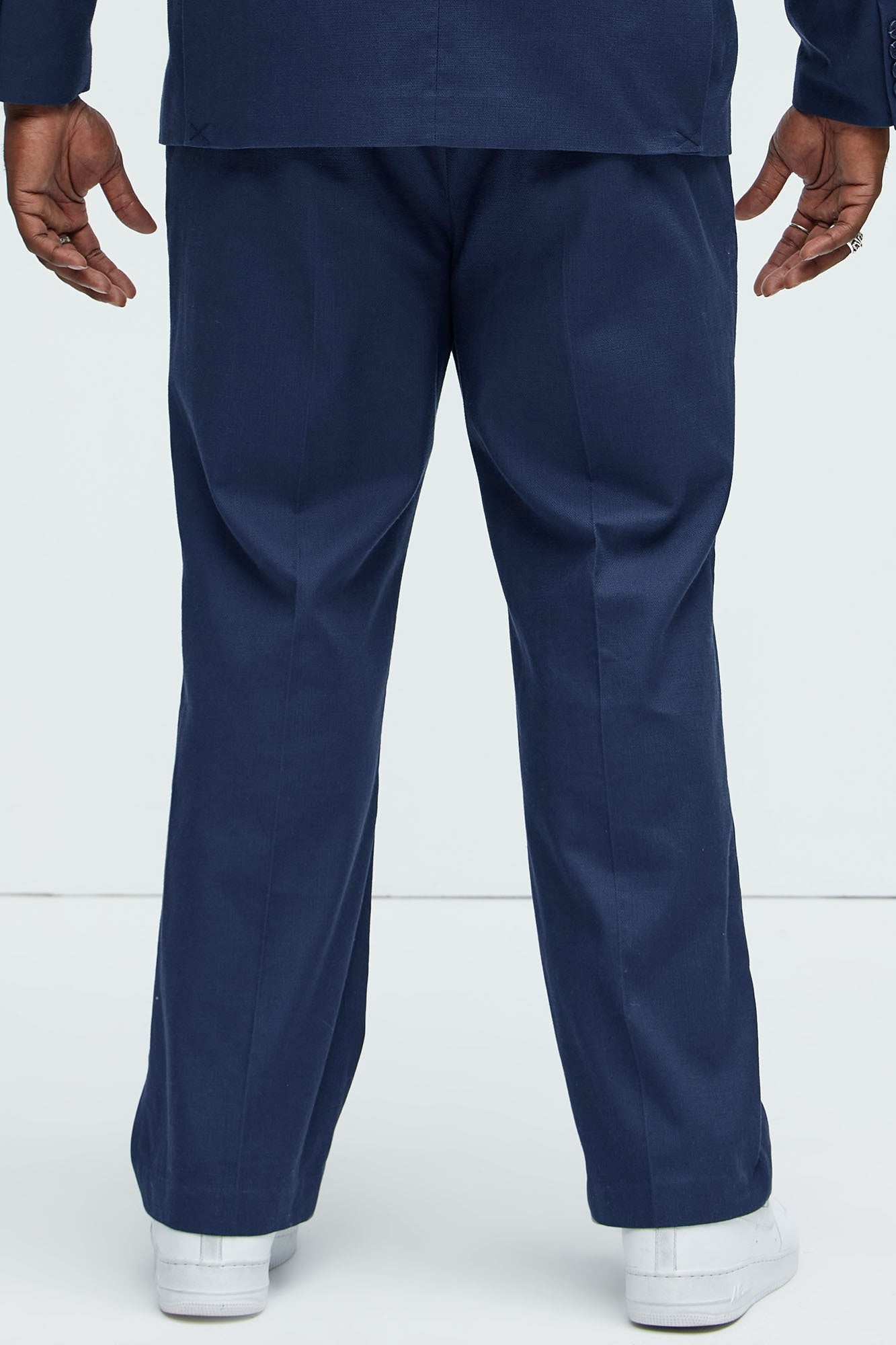 Travis Solid Texture Straight Trousers - Navy - Image 8