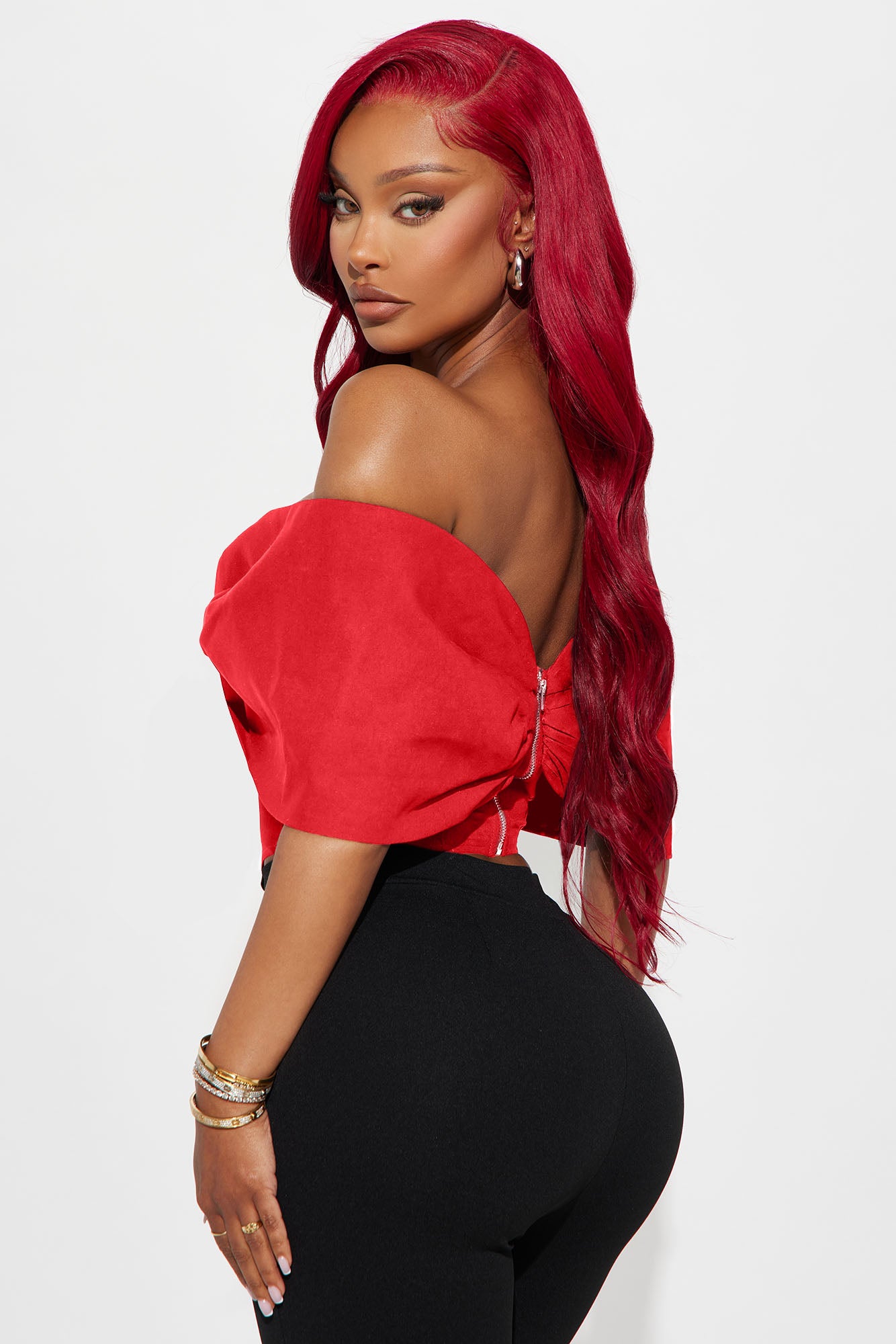 Lorelai Bow Corset Top - Red - Image 3