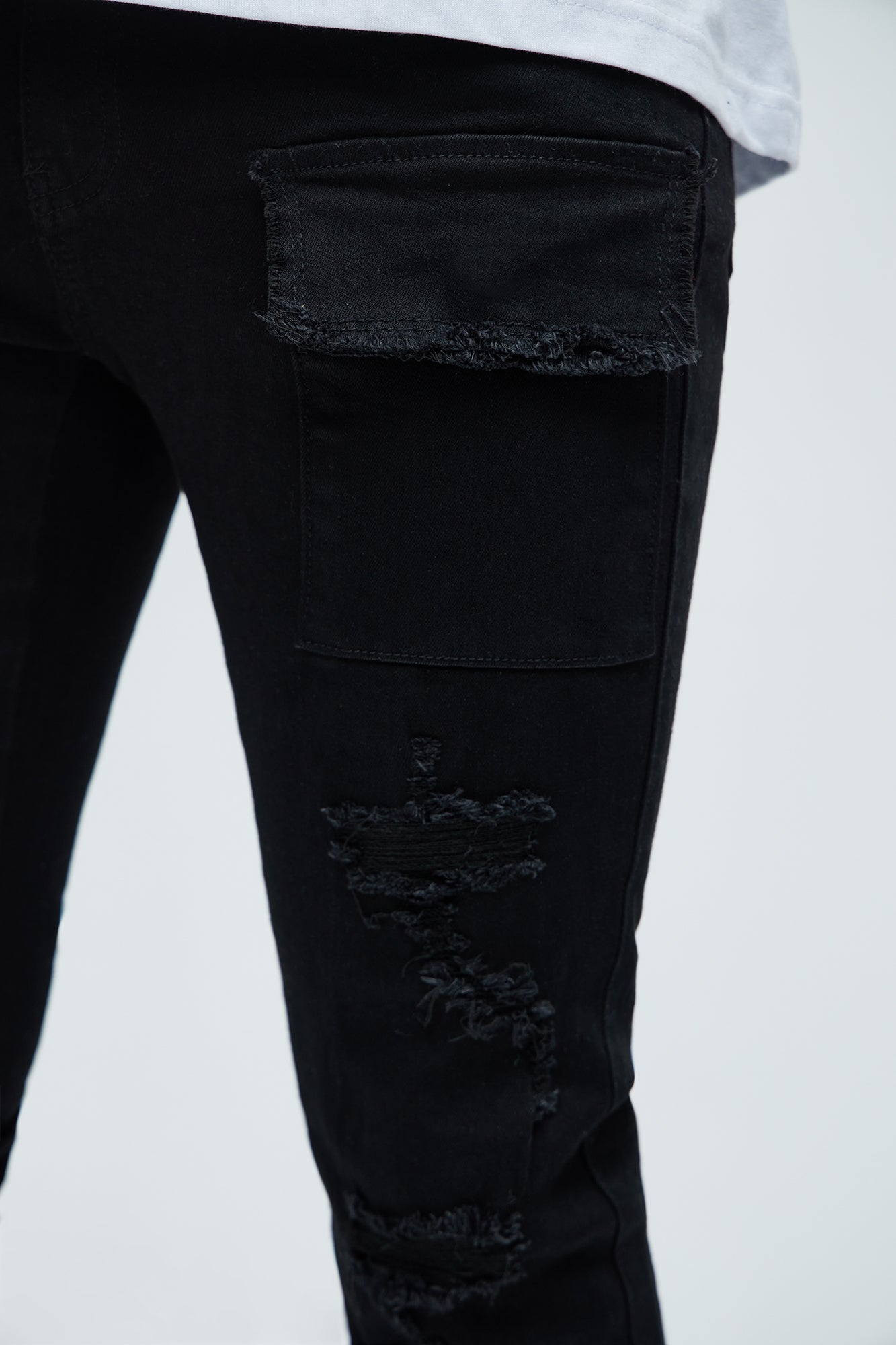 Spot On Stacked Skinny Flare Jeans - Black - Image 3