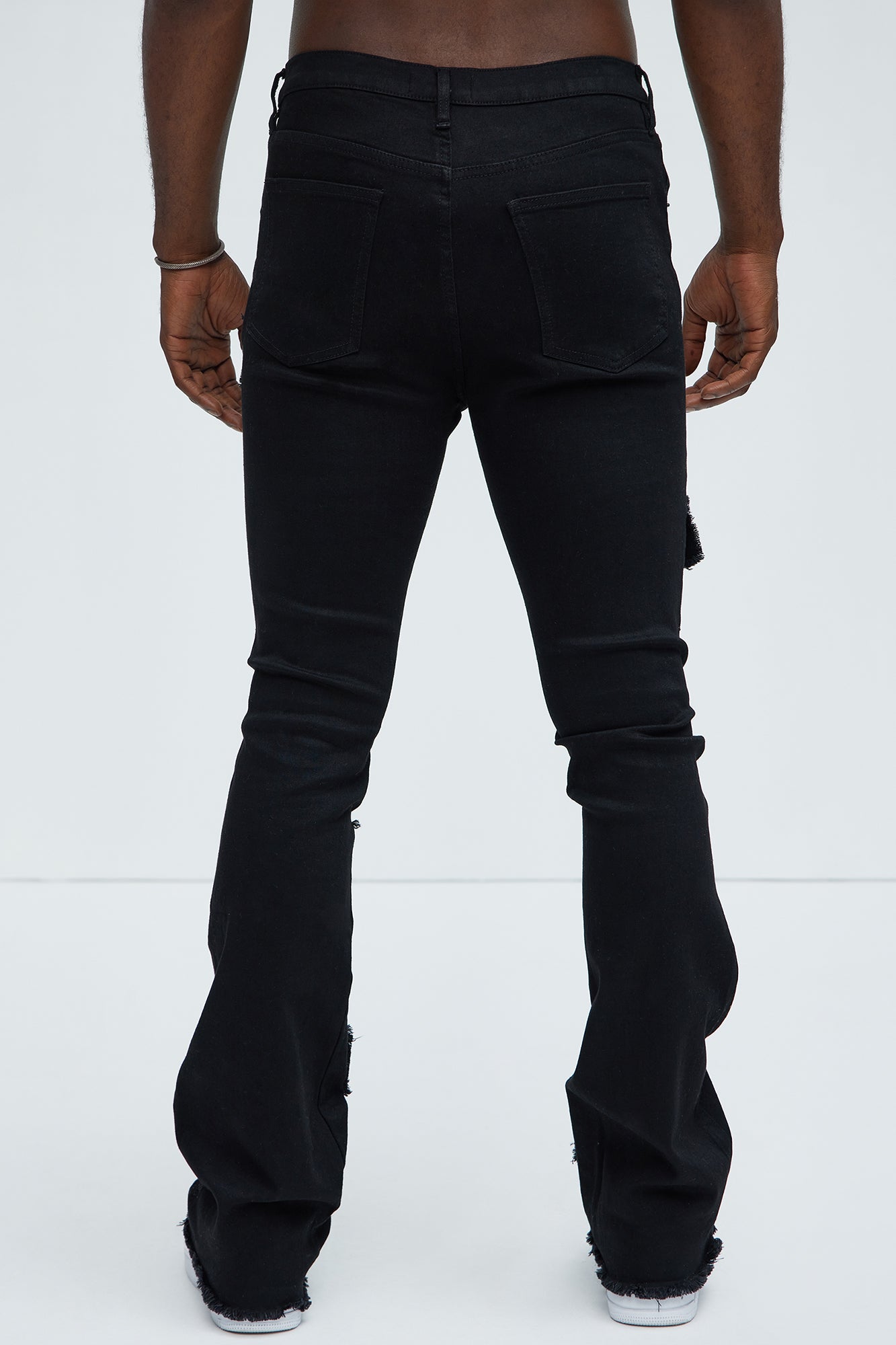 Spot On Stacked Skinny Flare Jeans - Black - Image 5