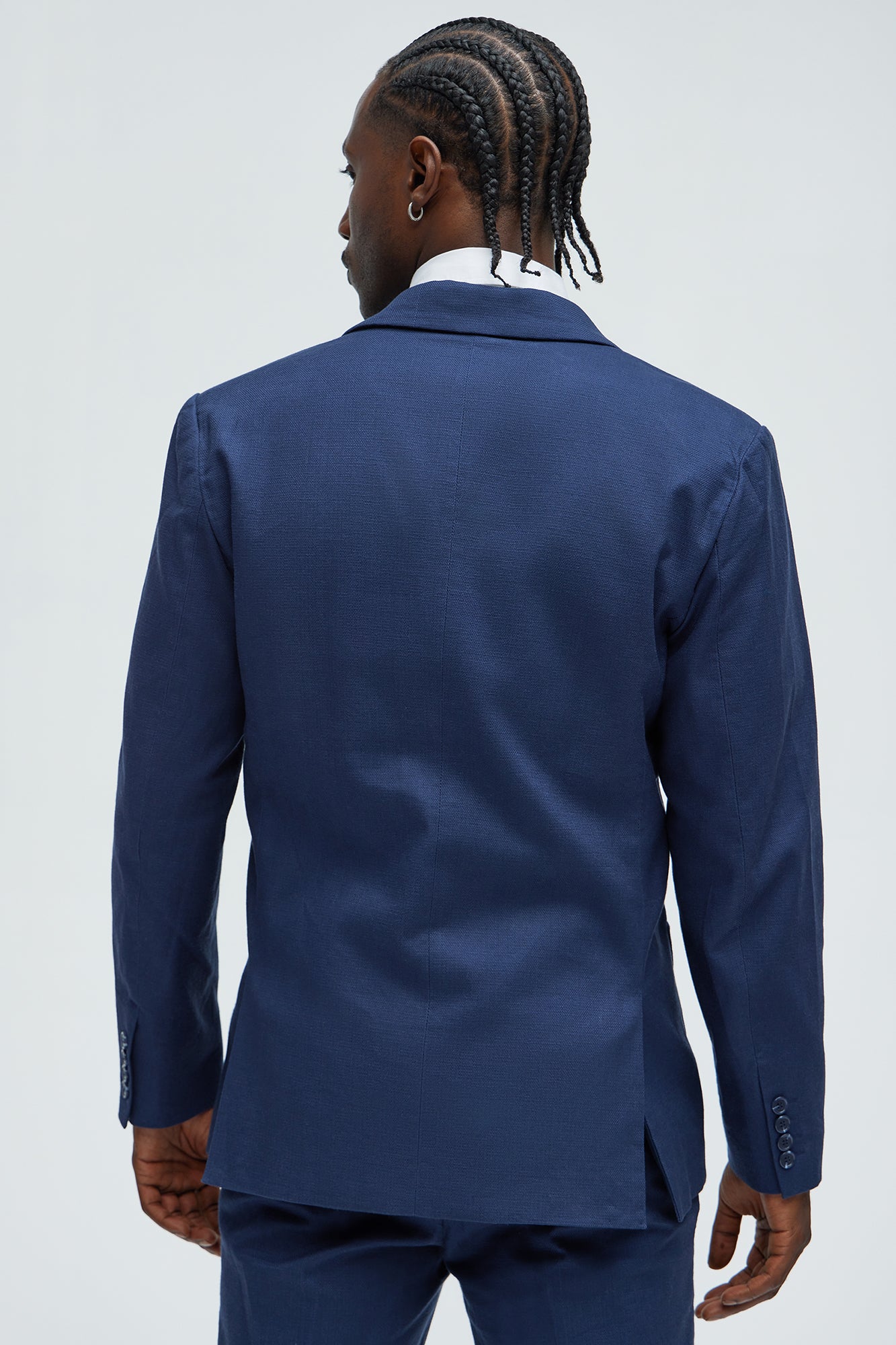 Travis Solid Texture Blazer - Navy - Image 4