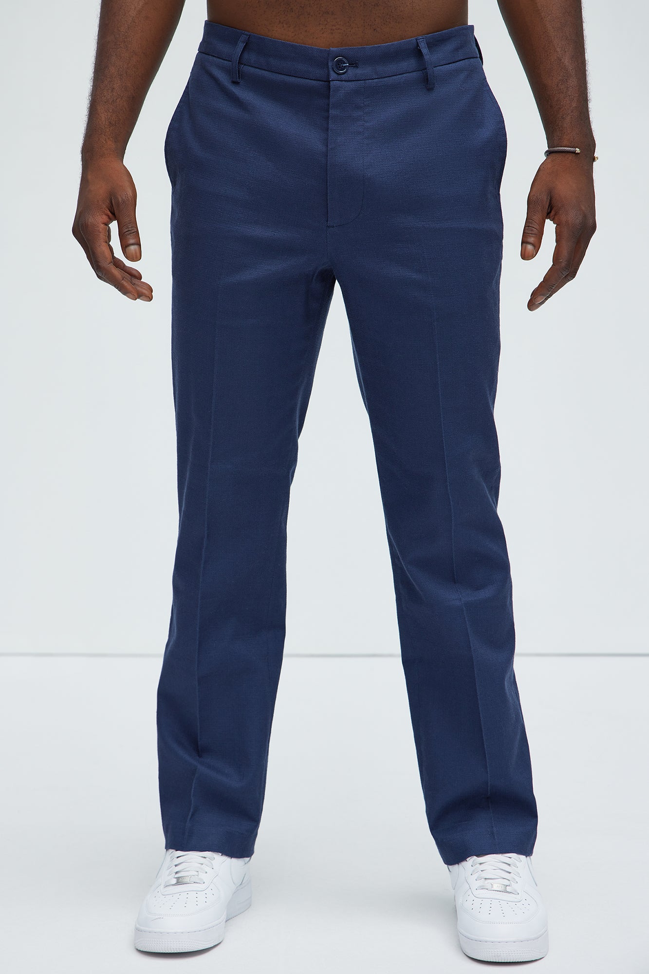Travis Solid Texture Straight Trousers - Navy - Image 3