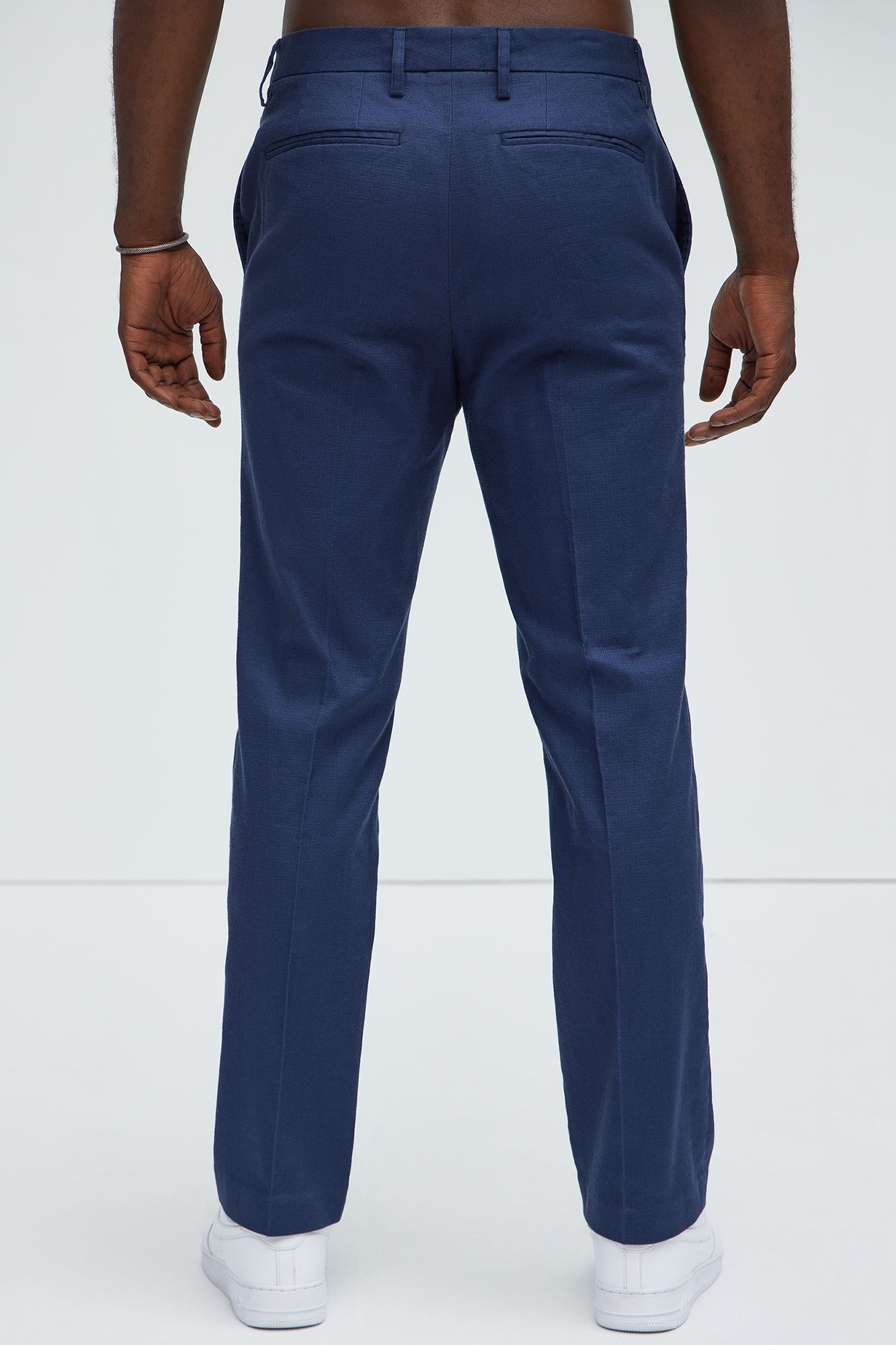 Travis Solid Texture Straight Trousers - Navy - Image 4