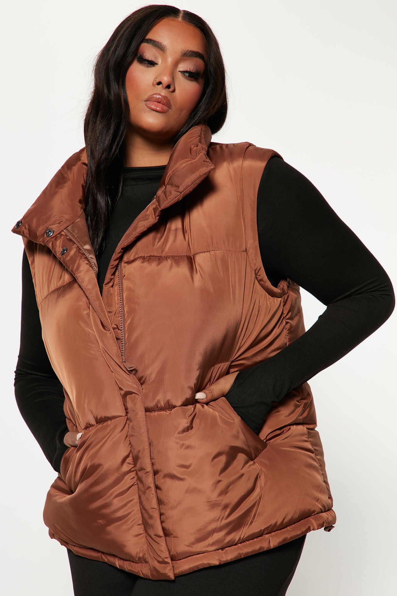 Leave It To Me Puffer Vest - Camel - Image 4