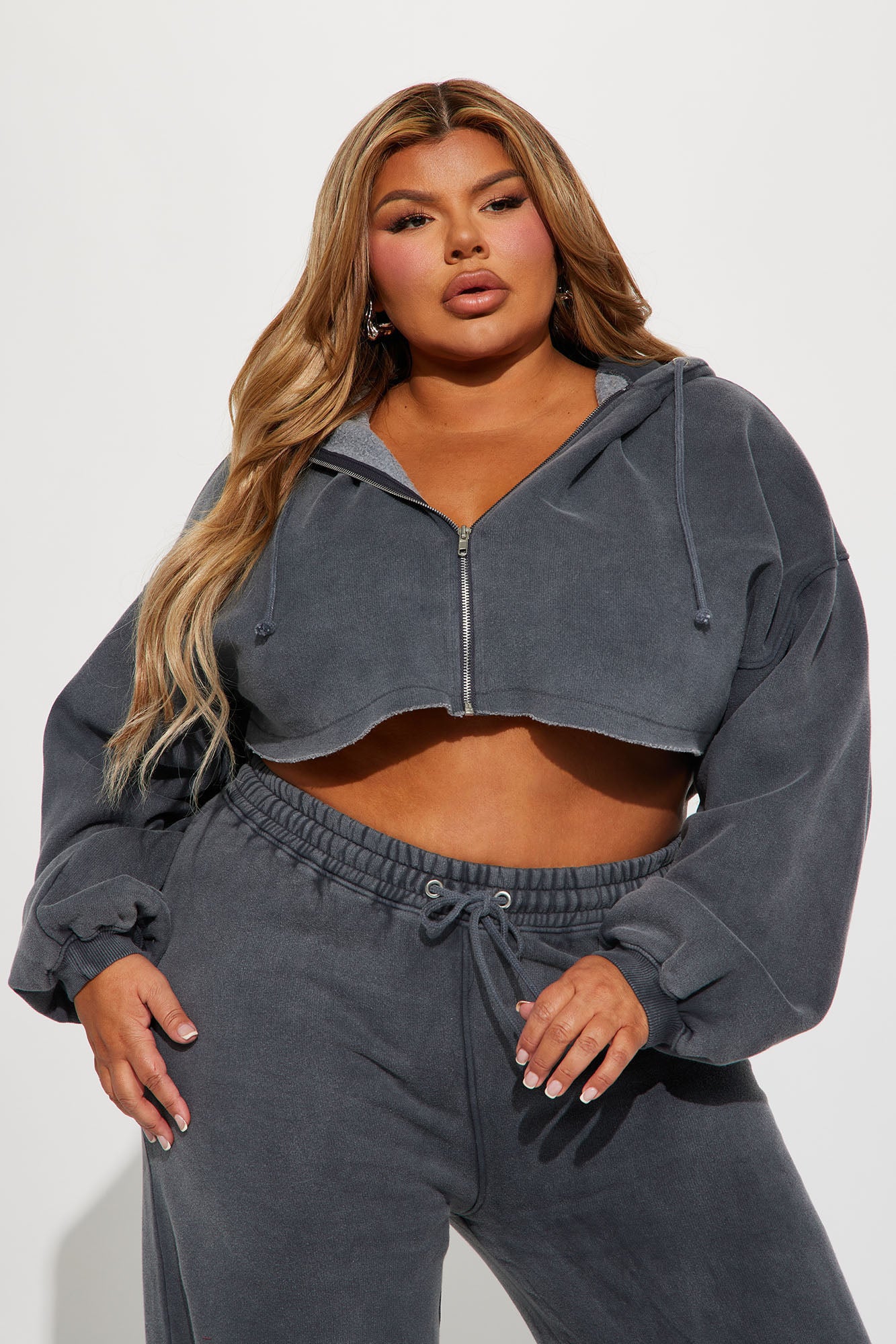On The Go Fleece Pant Set - Charcoal - Image 7