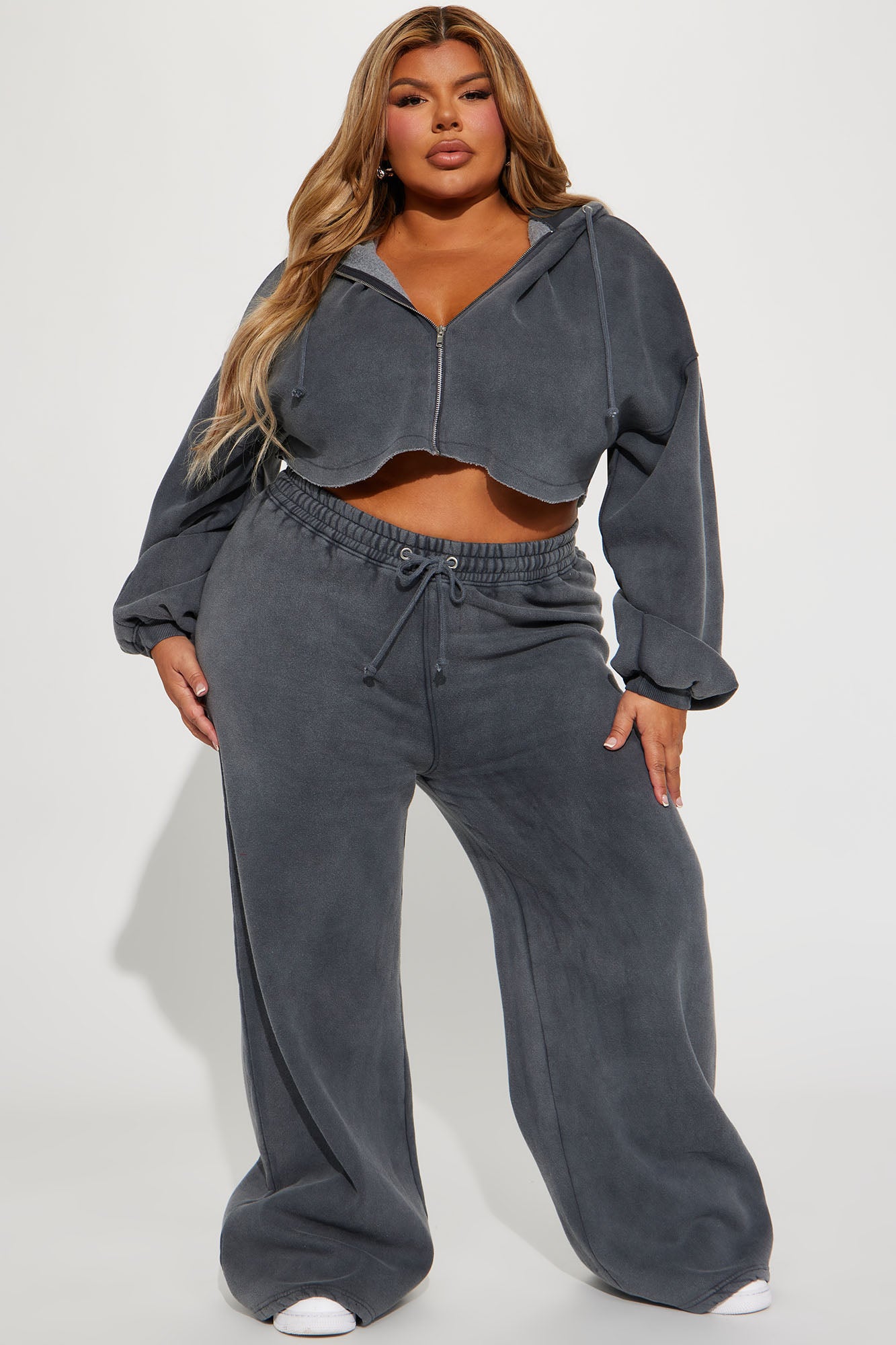 On The Go Fleece Pant Set - Charcoal - Image 6