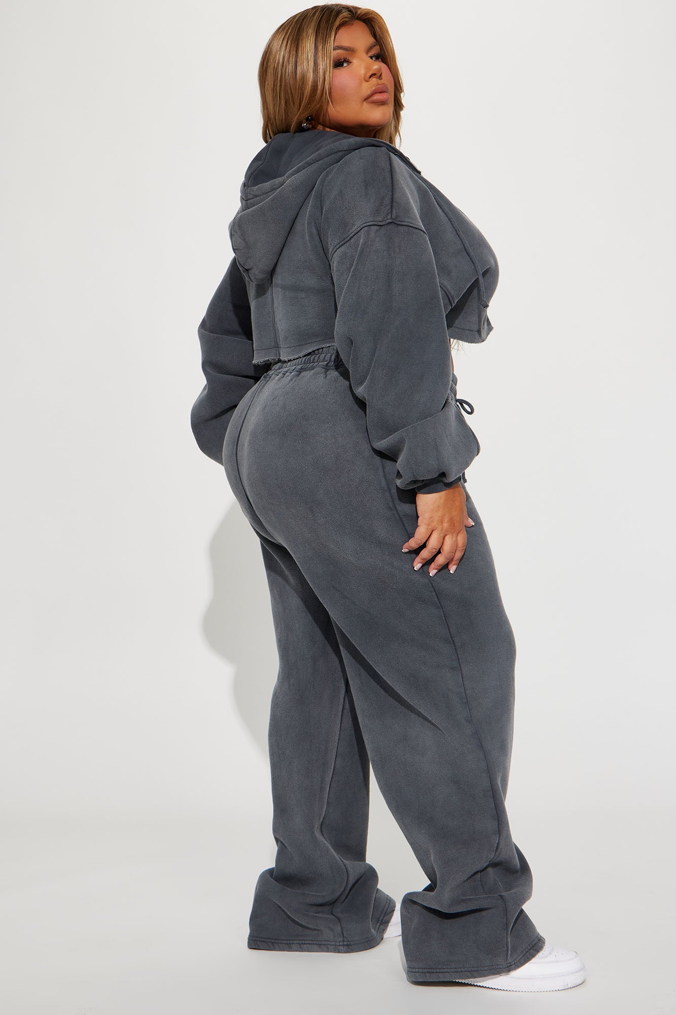 On The Go Fleece Pant Set - Charcoal - Image 8
