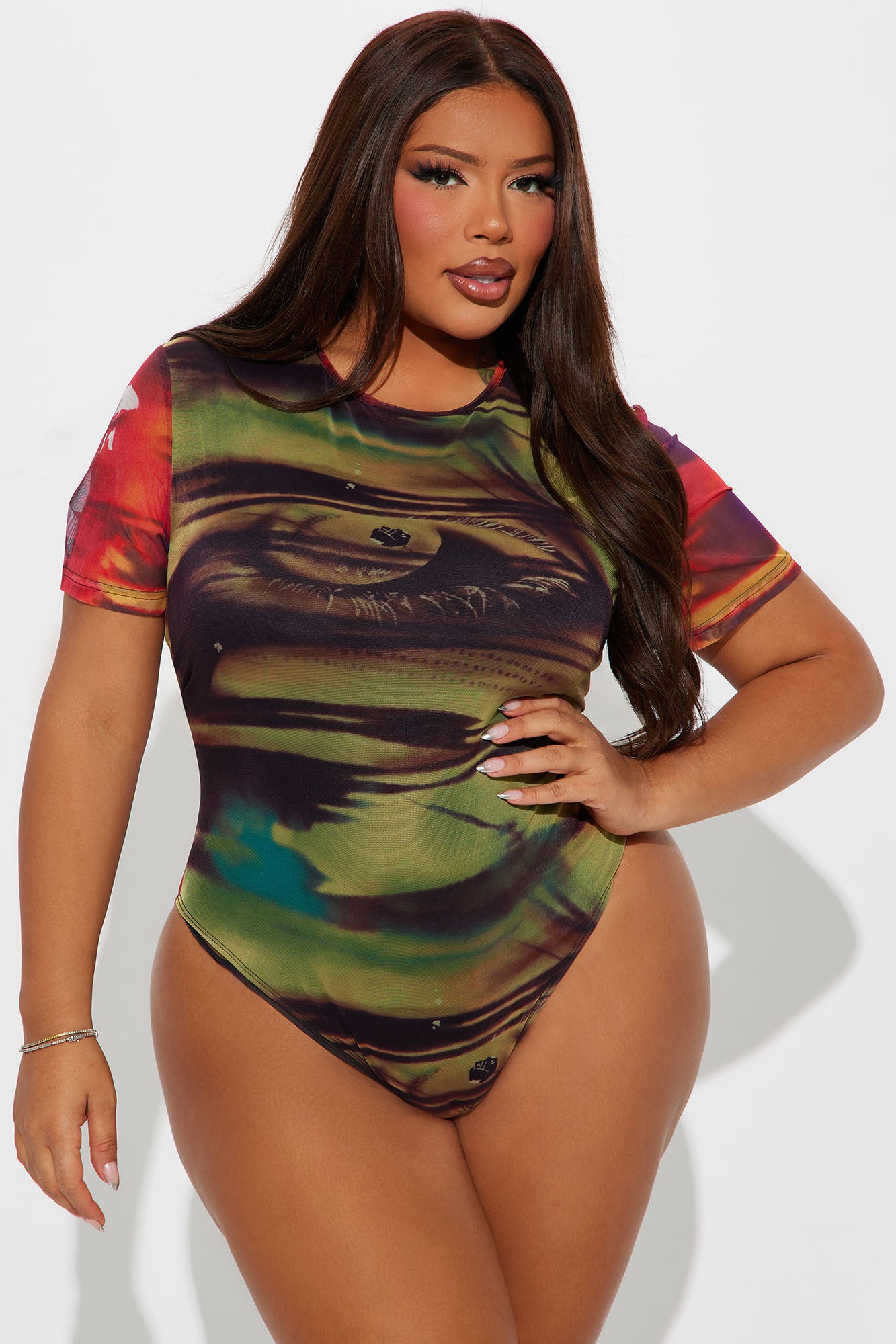 Blurry Vision Mesh Bodysuit - Multi Color - Image 5