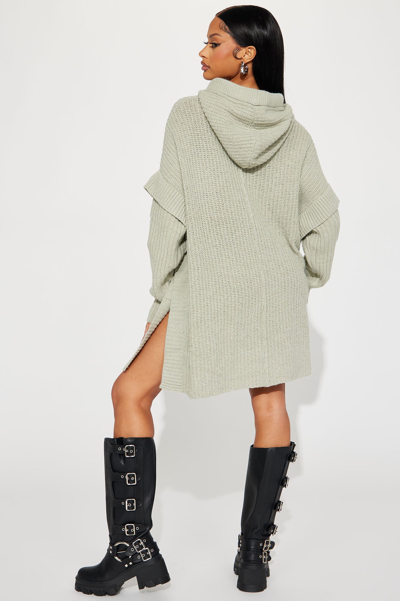 Comfy and Chill Hooded Sweater - Sage - Image 3