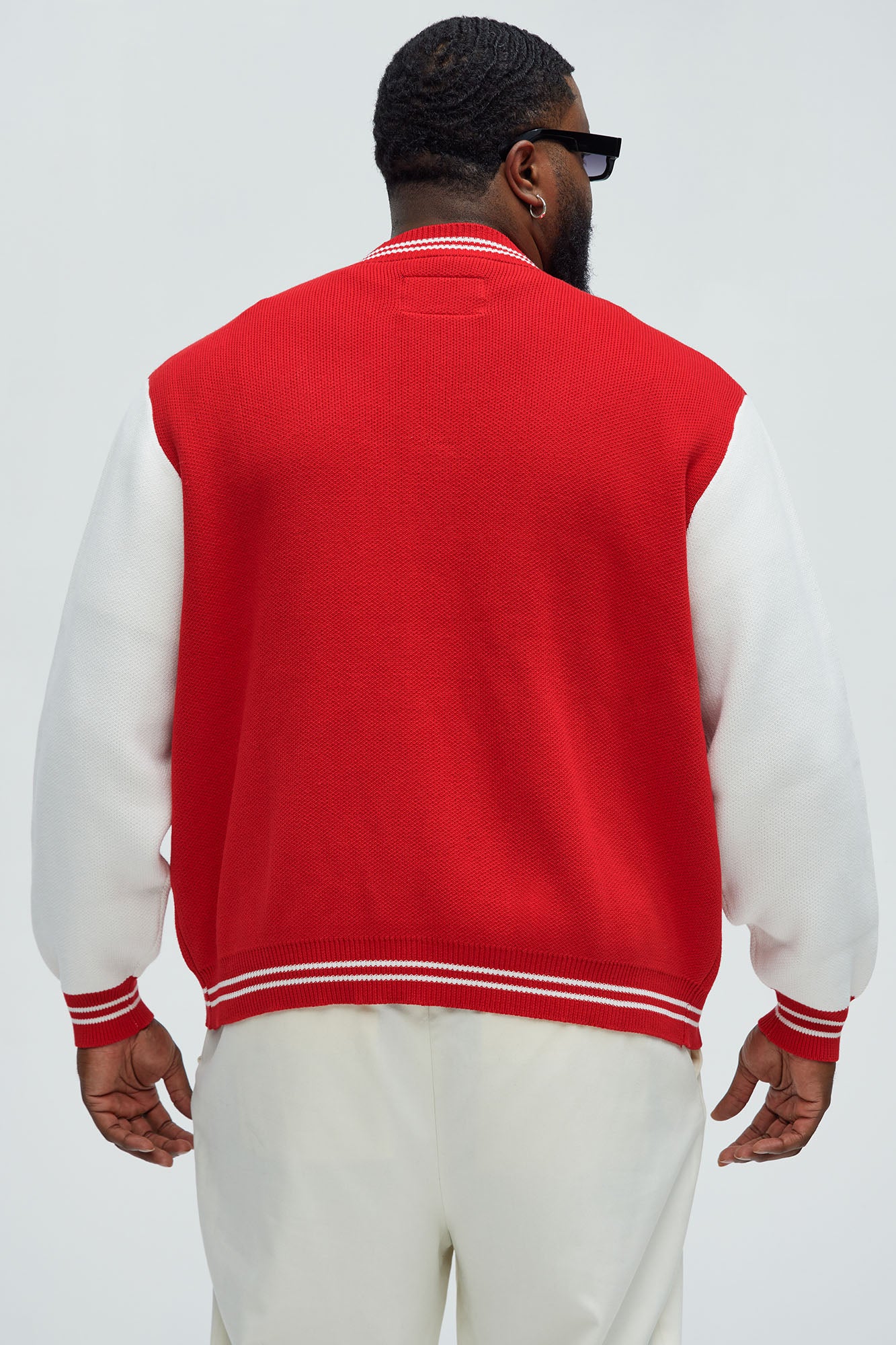 Caspian Knitted Varsity Jacket - Red/combo - Image 9