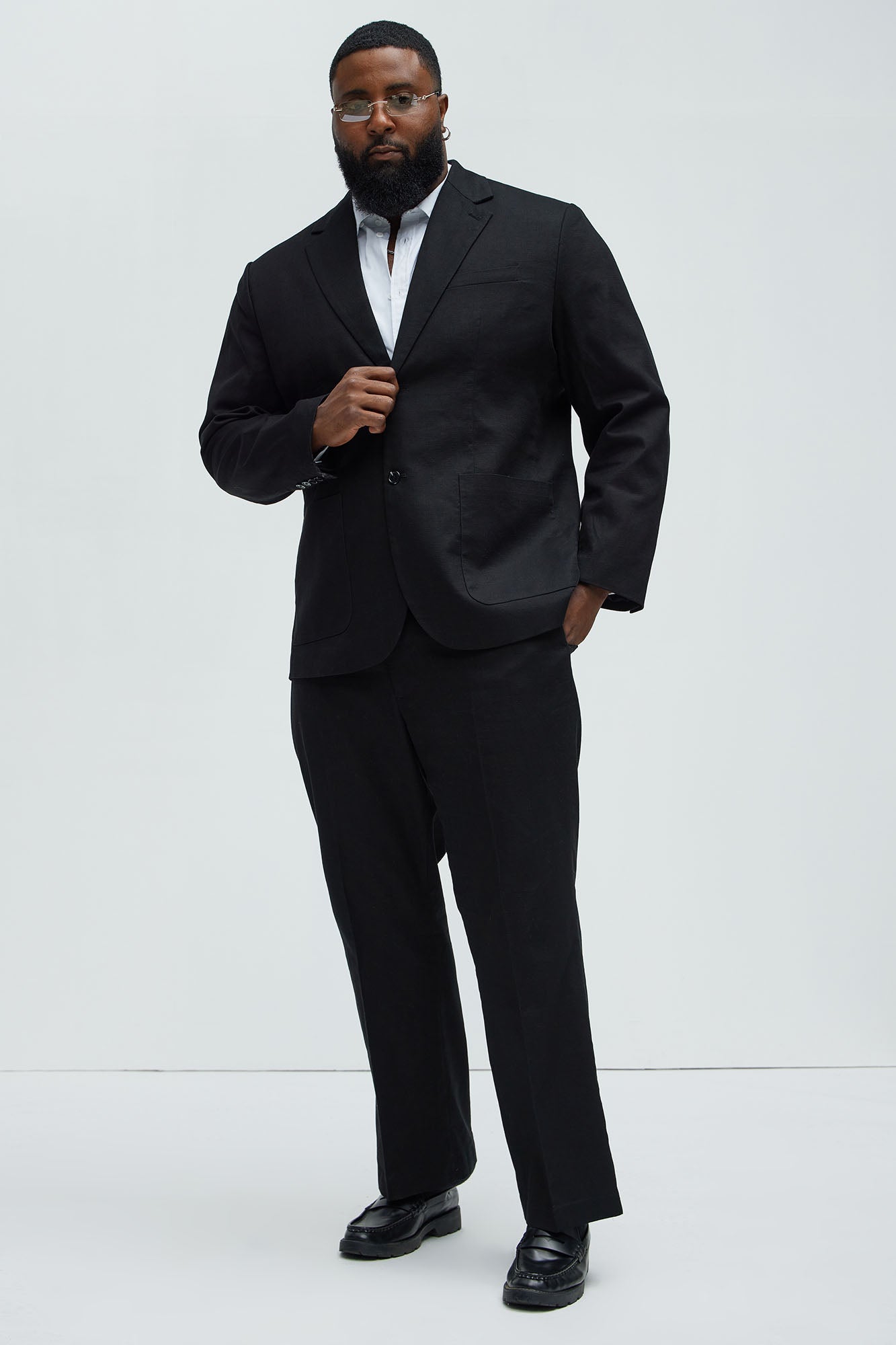 Travis Solid Texture Blazer - Black - Image 6