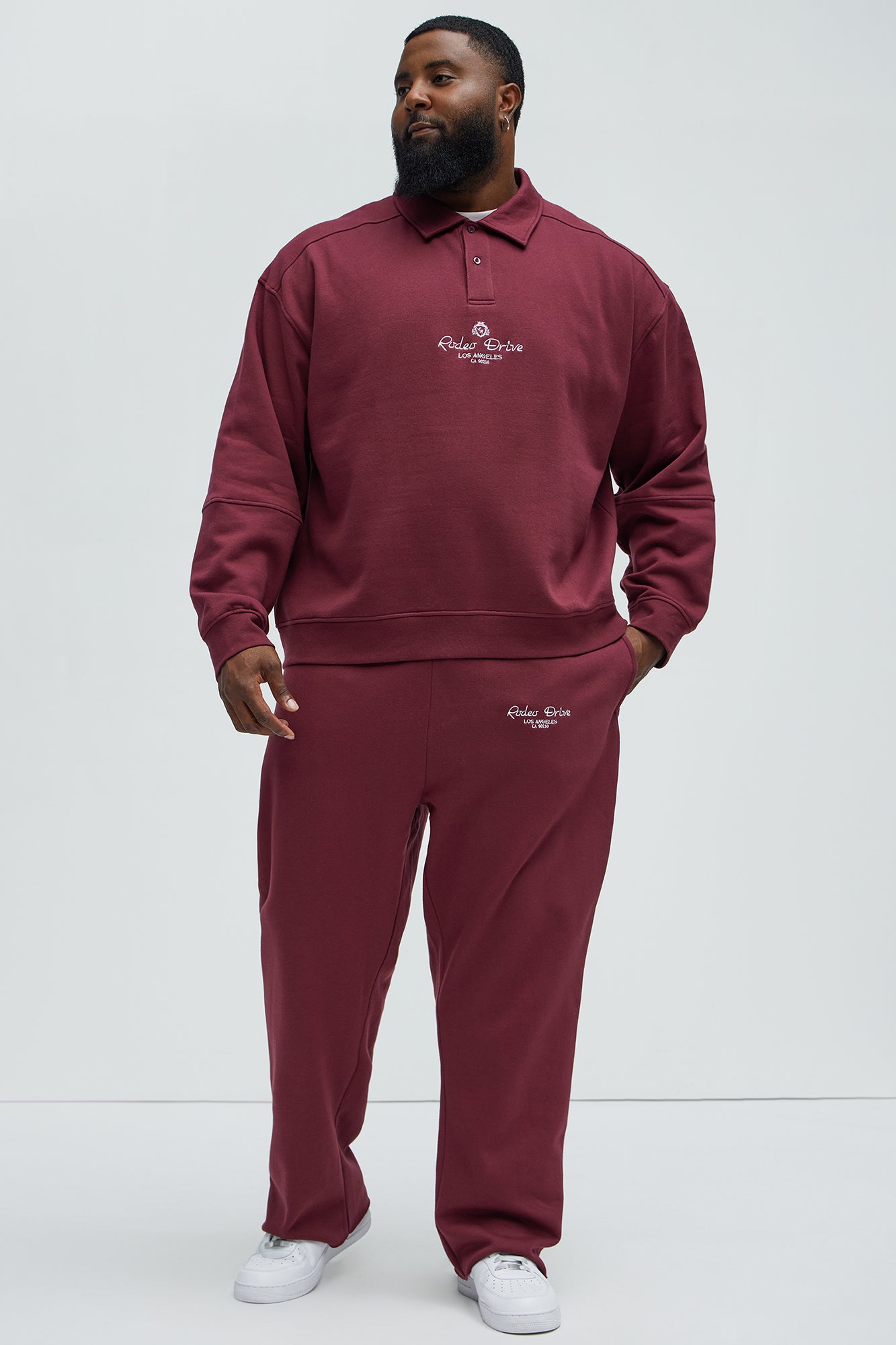 Rodeo Drive LA Collar Sweatshirt - Burgundy - Image 6